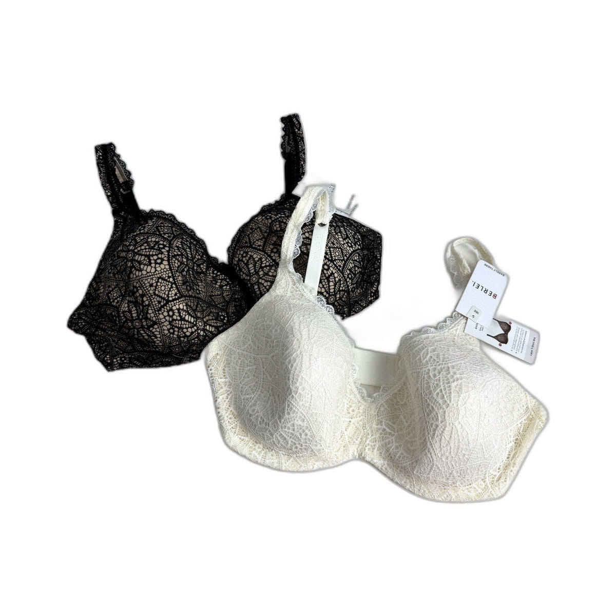 Berlei Womens Lace T-Shirt Bra 2-Pack Molded Cups Black White Size 16E NEW