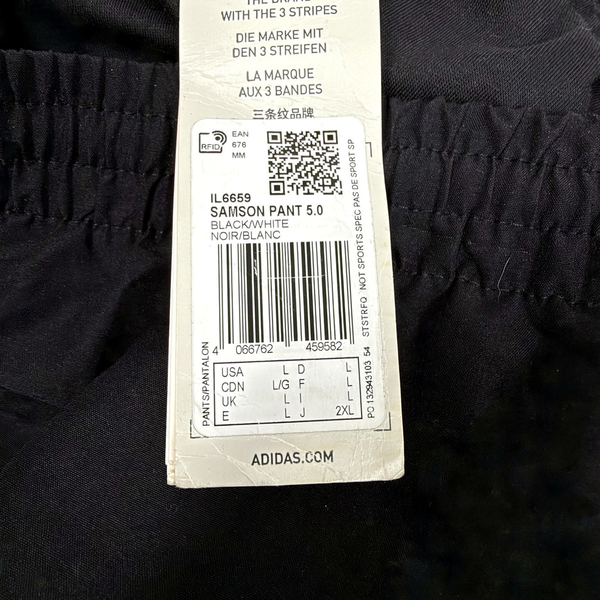 Adidas Mens Samson Track Pants Black White Stripe Size L IL6659 NEW