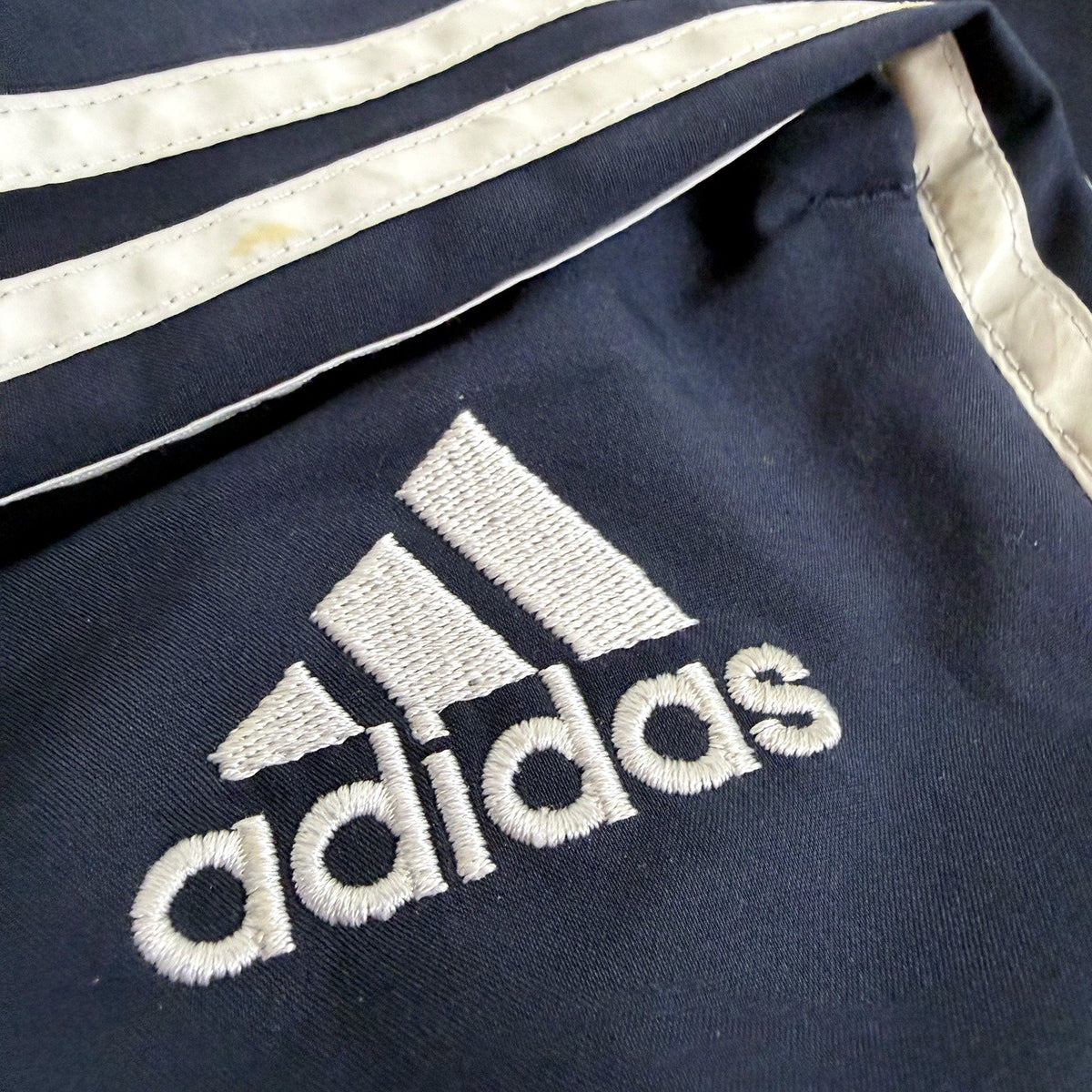 Adidas Mens Athletic Shorts Navy Blue White Stripes XL