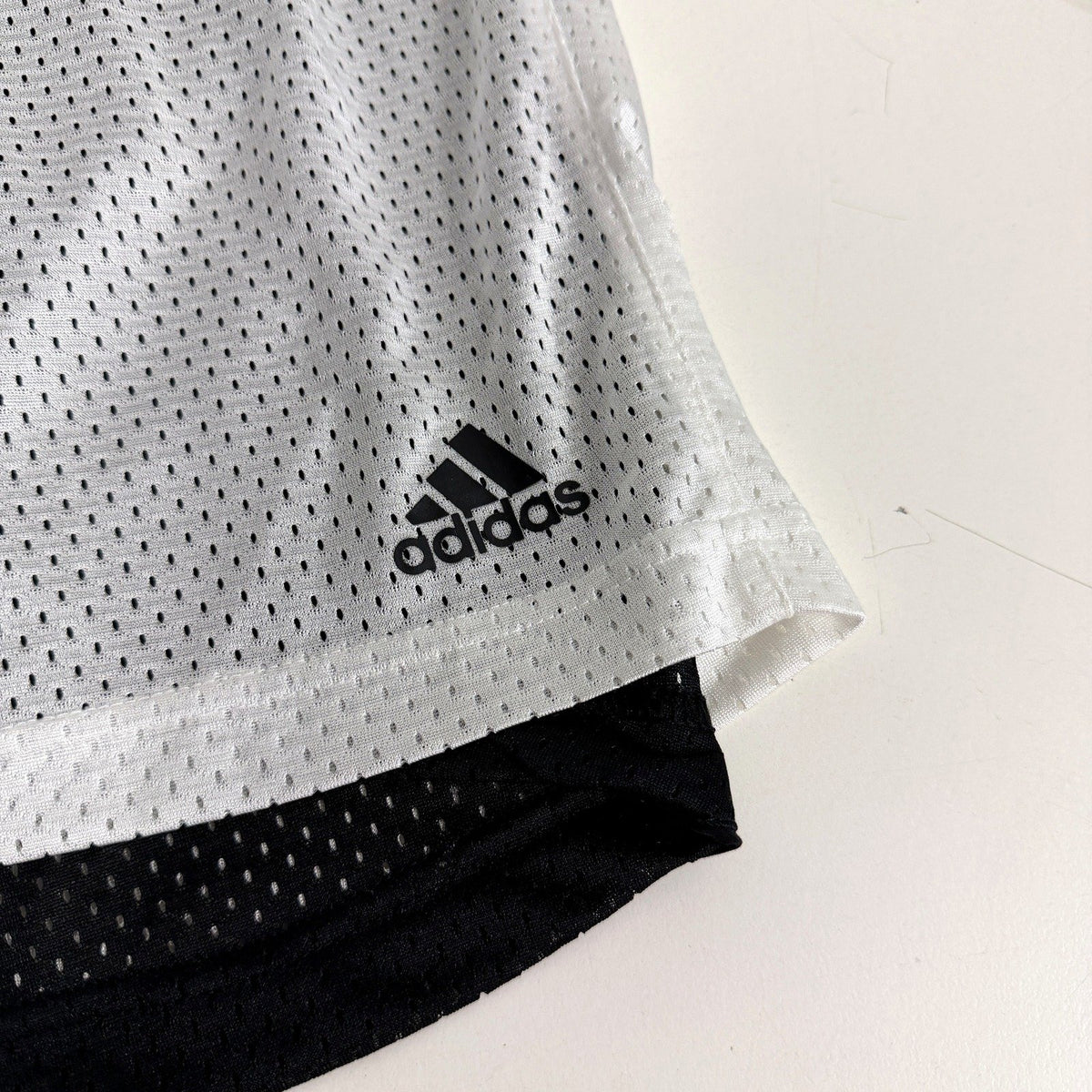 Adidas Mens Reversible Athletic Shorts Black White Mesh XL