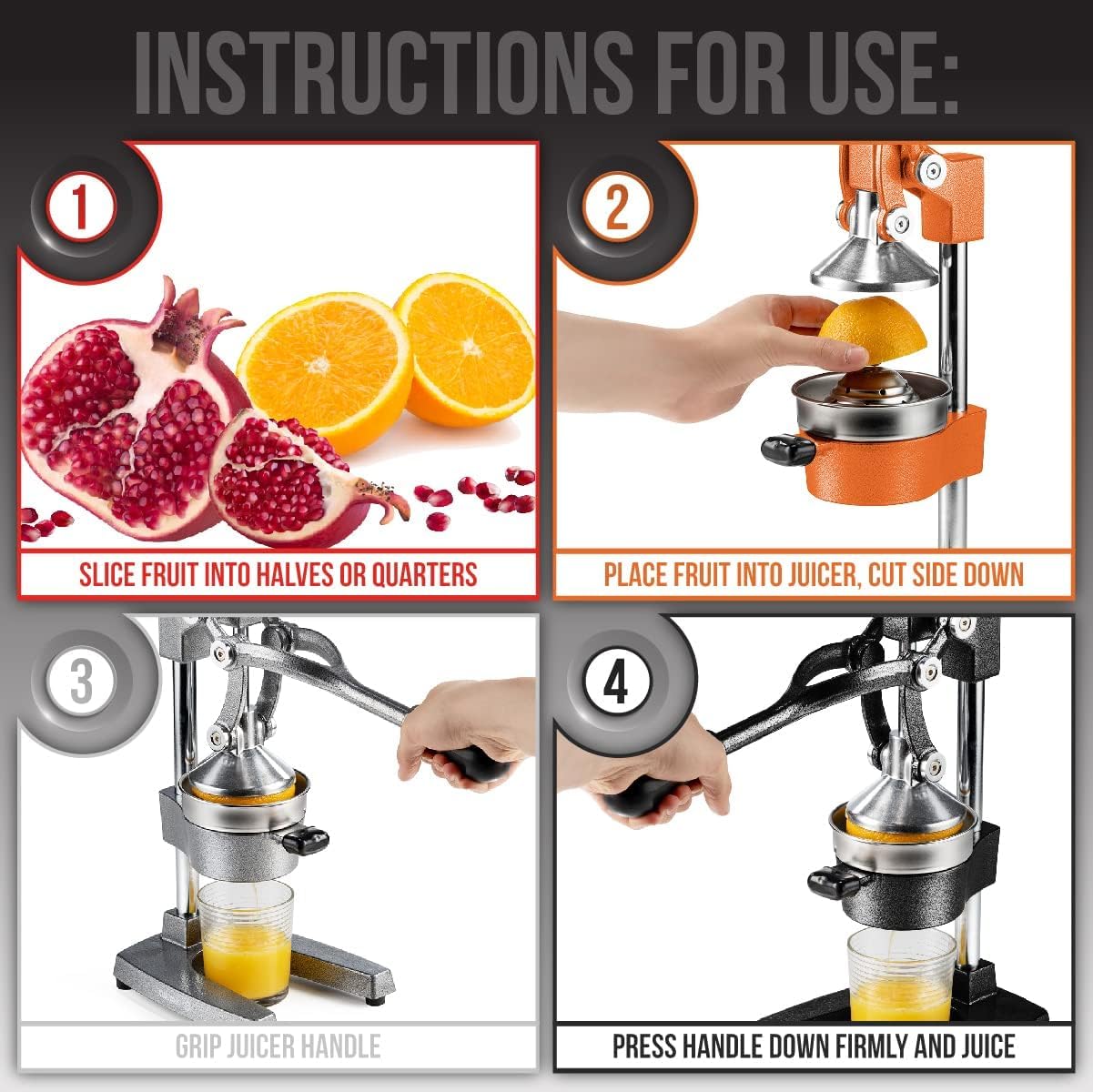 Homodoskey Extra-Large Commercial Grade Manual Citrus Juicer in Gray - DEMO