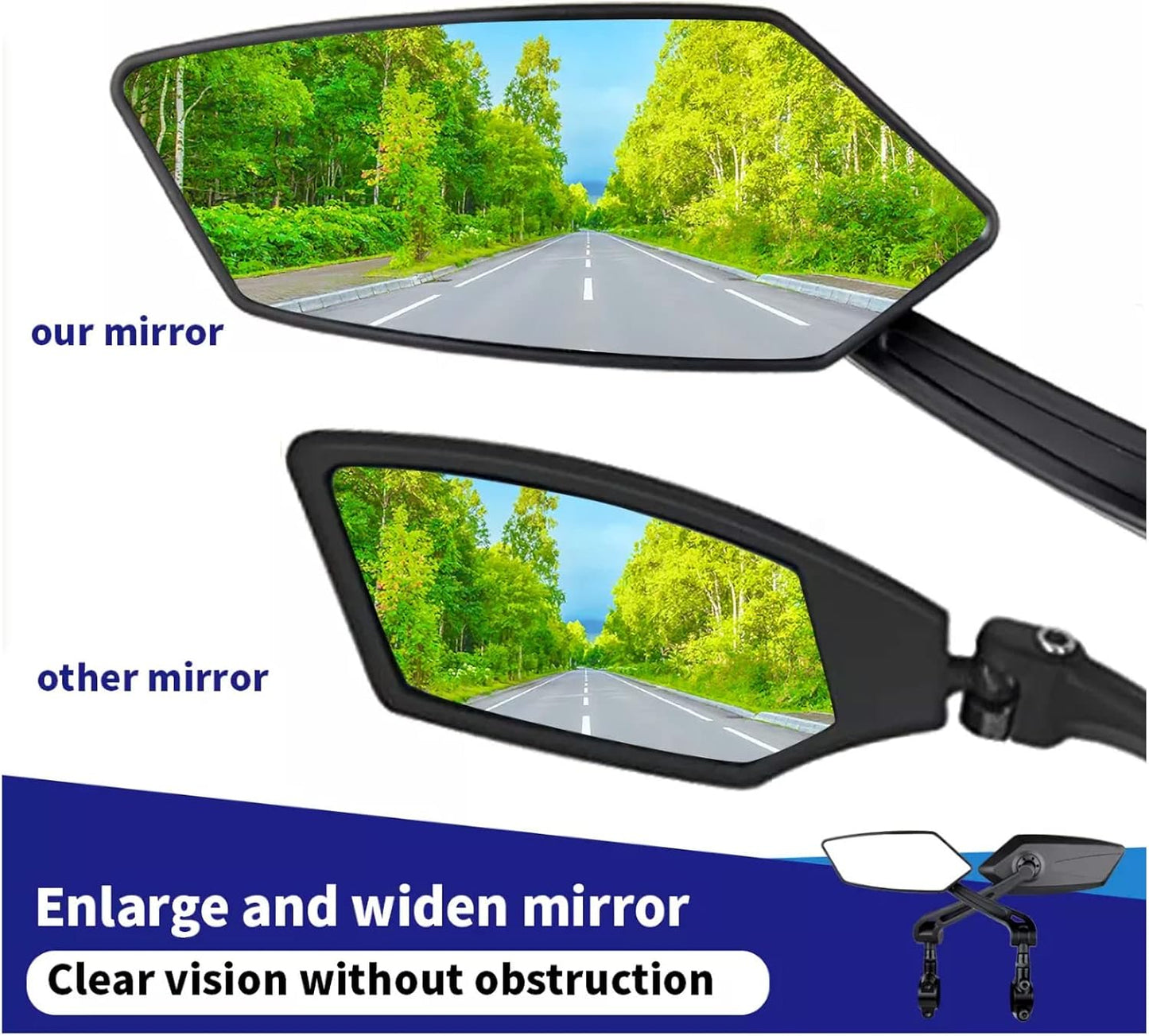 YELINTIAN Small Bike Mirrors 360° Adjustable Bicycle Rear View Mirror for DEMO