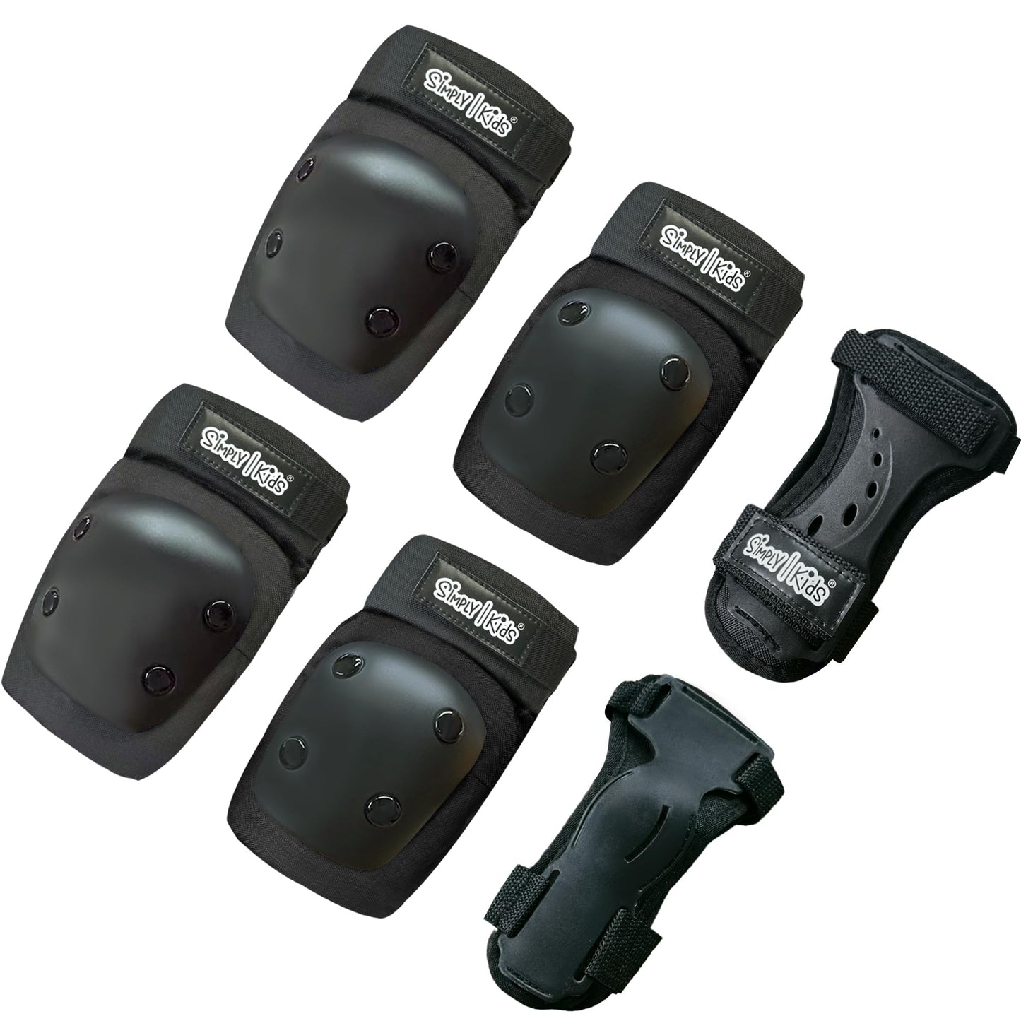 Simply Kids Elbow Pads with Wrist Guards Protective Gear Sports Safety Black NEW