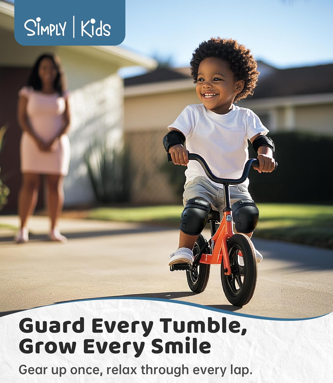Simply Kids Elbow Pads with Wrist Guards Protective Gear Sports Safety Black NEW