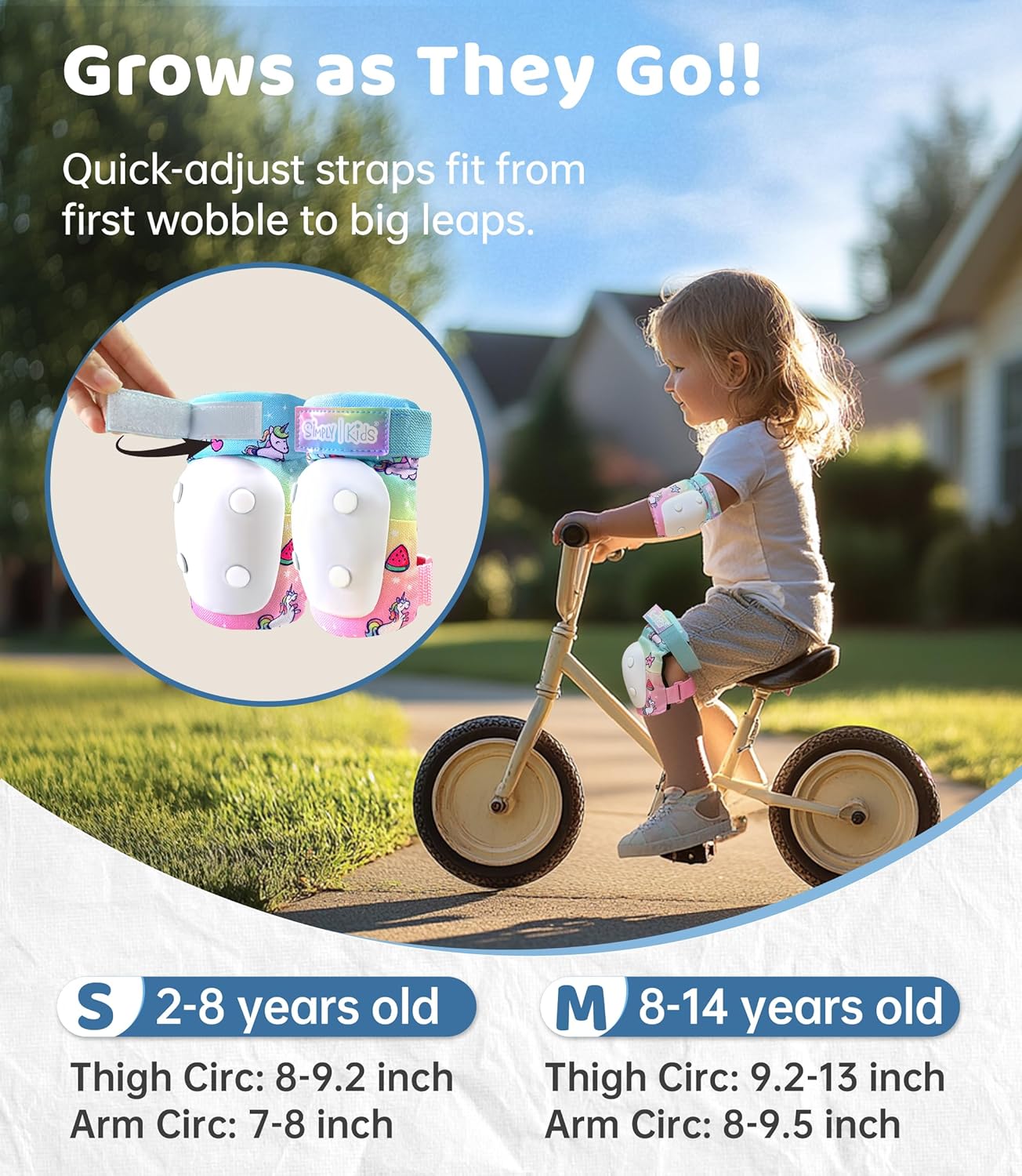 Simply Kids Elbow Pads with Wrist Guards Protective Gear Sports Safety Black NEW