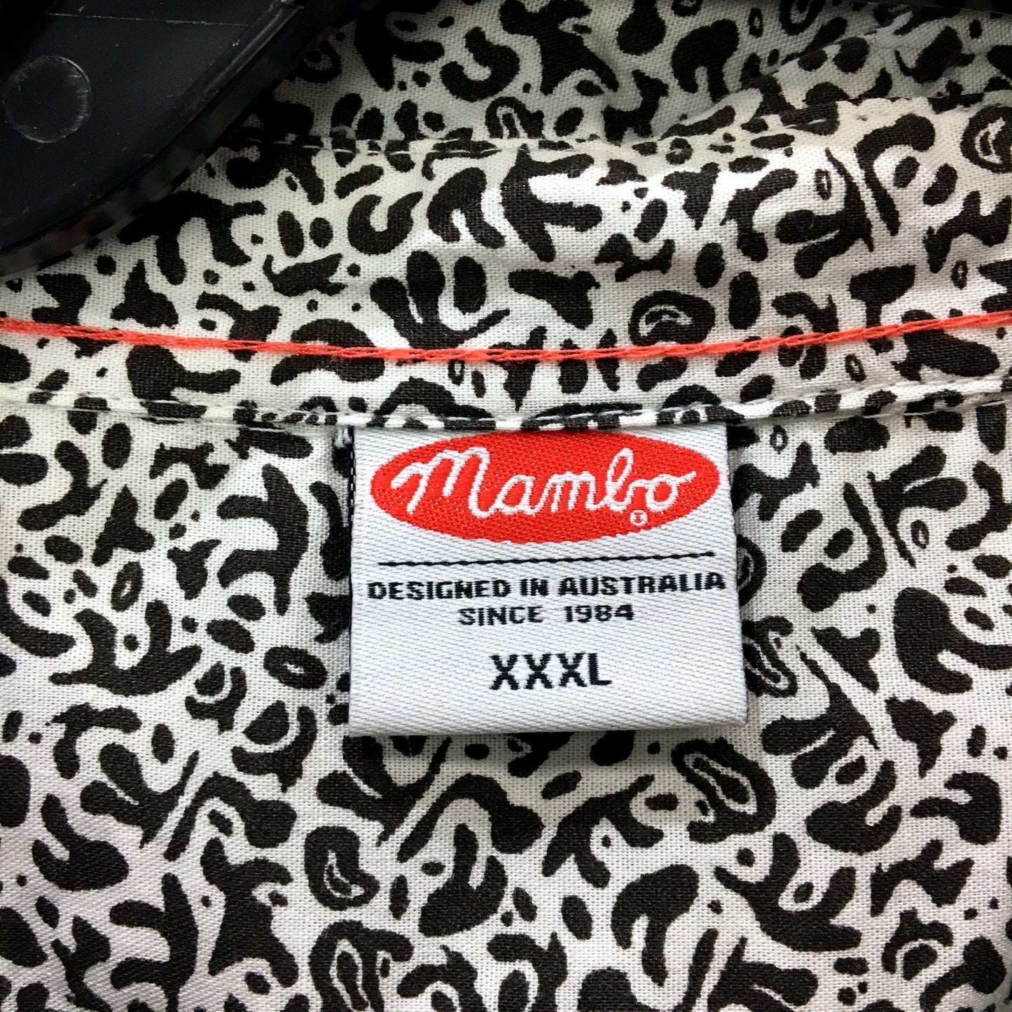 Mambo Mens Button-Down Shirt Black and White Leopard Print Cotton Casual NEW