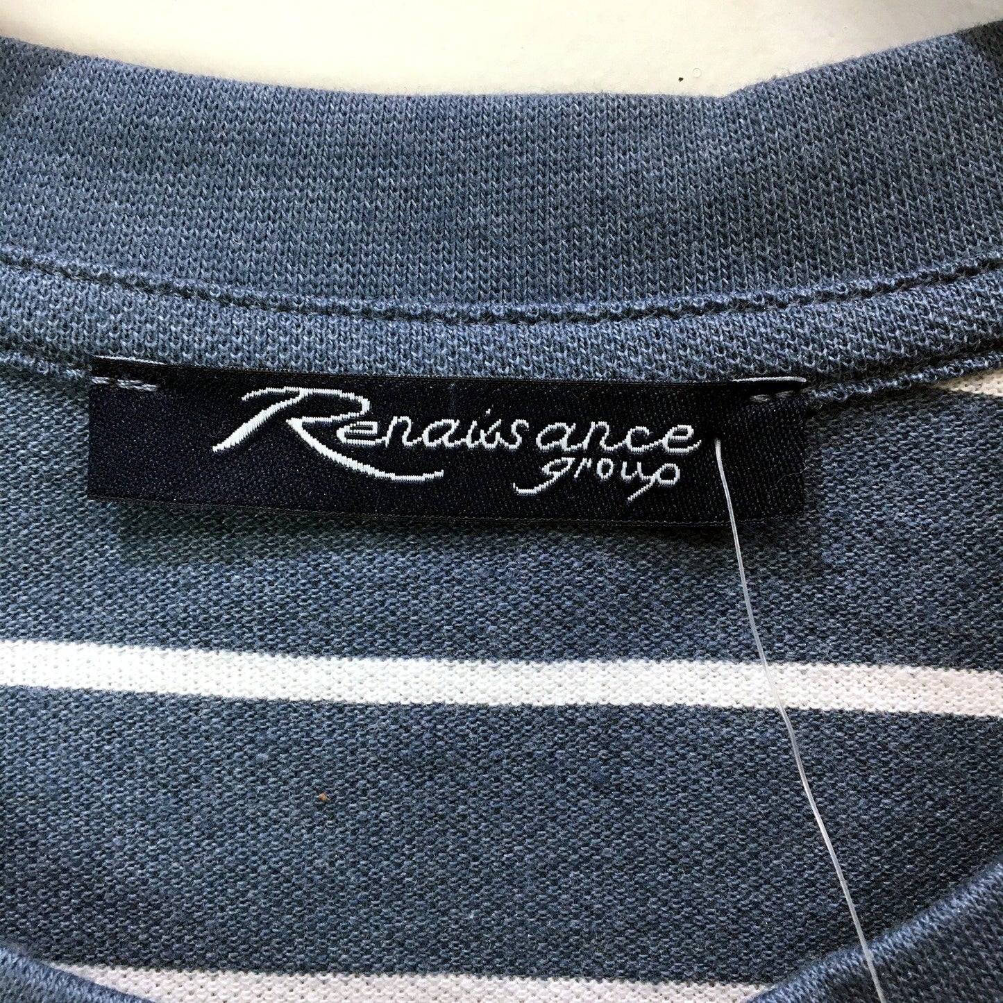 Renaissance Apparels Ltd. Mens Navy Blue and White Striped Short Sleeve NEW