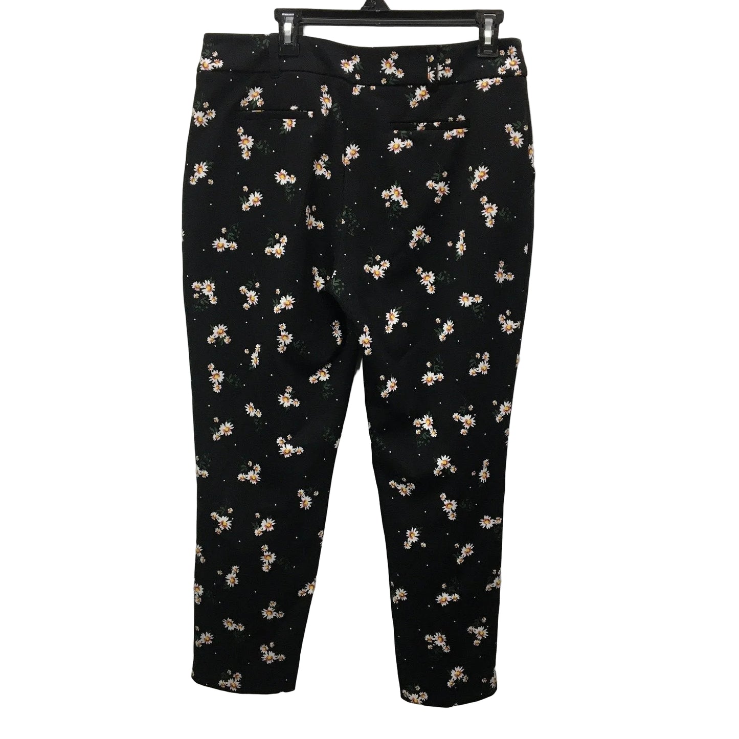 Dorothy Perkins Floral Print Pants Black with White flower Womens Size 14 NEW