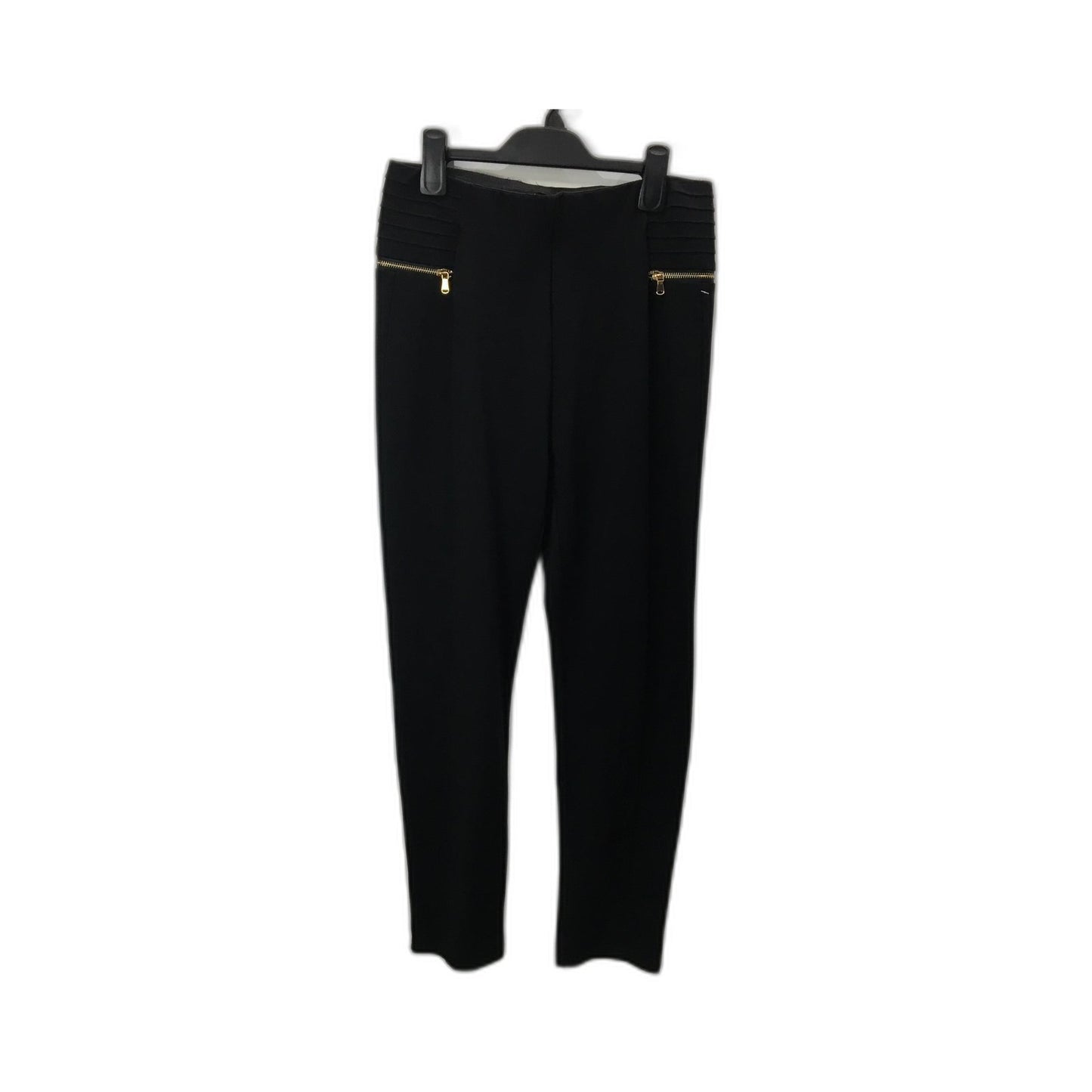 Zara Pleated Trousers Women's Black Elastic Waist Pants Size EUR XL