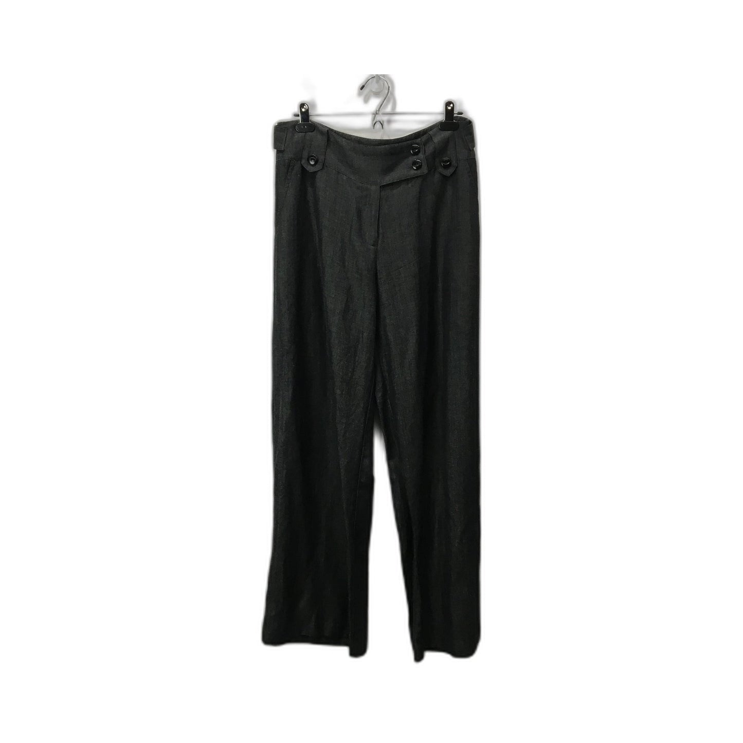 Comma Wide Leg Linen Wool Pants Black High Waisted Womens Size 3 NEW