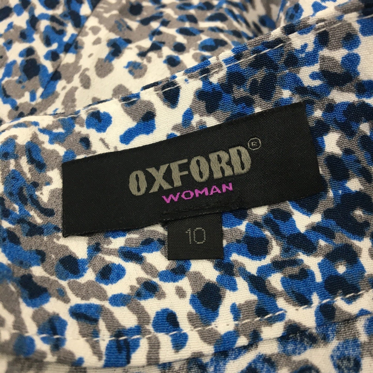 Oxford Woman Patterned Viscose Elastic Waist Skirt Blue Gray Size 10 NEW