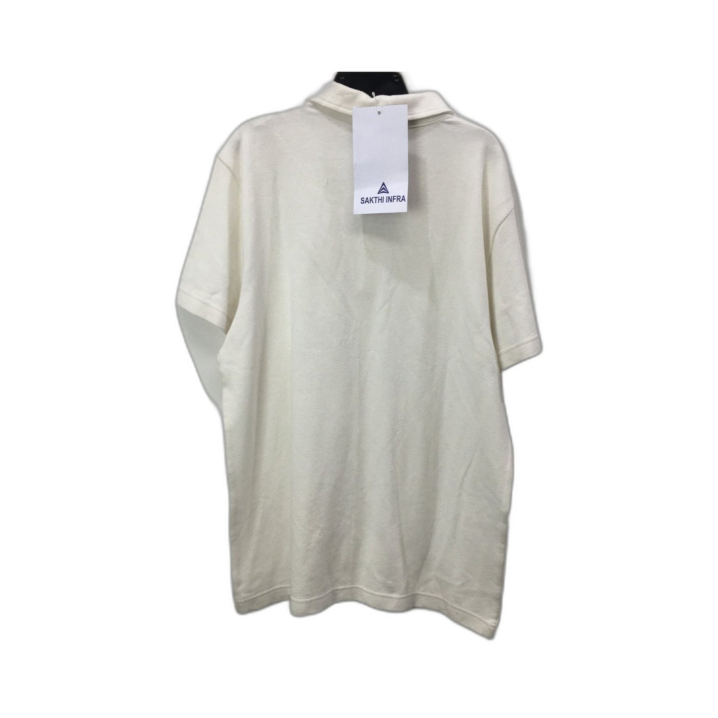 Monoprix Textured Jersey Polo Shirt Cotton Casual Unisex White Size Medium NEW