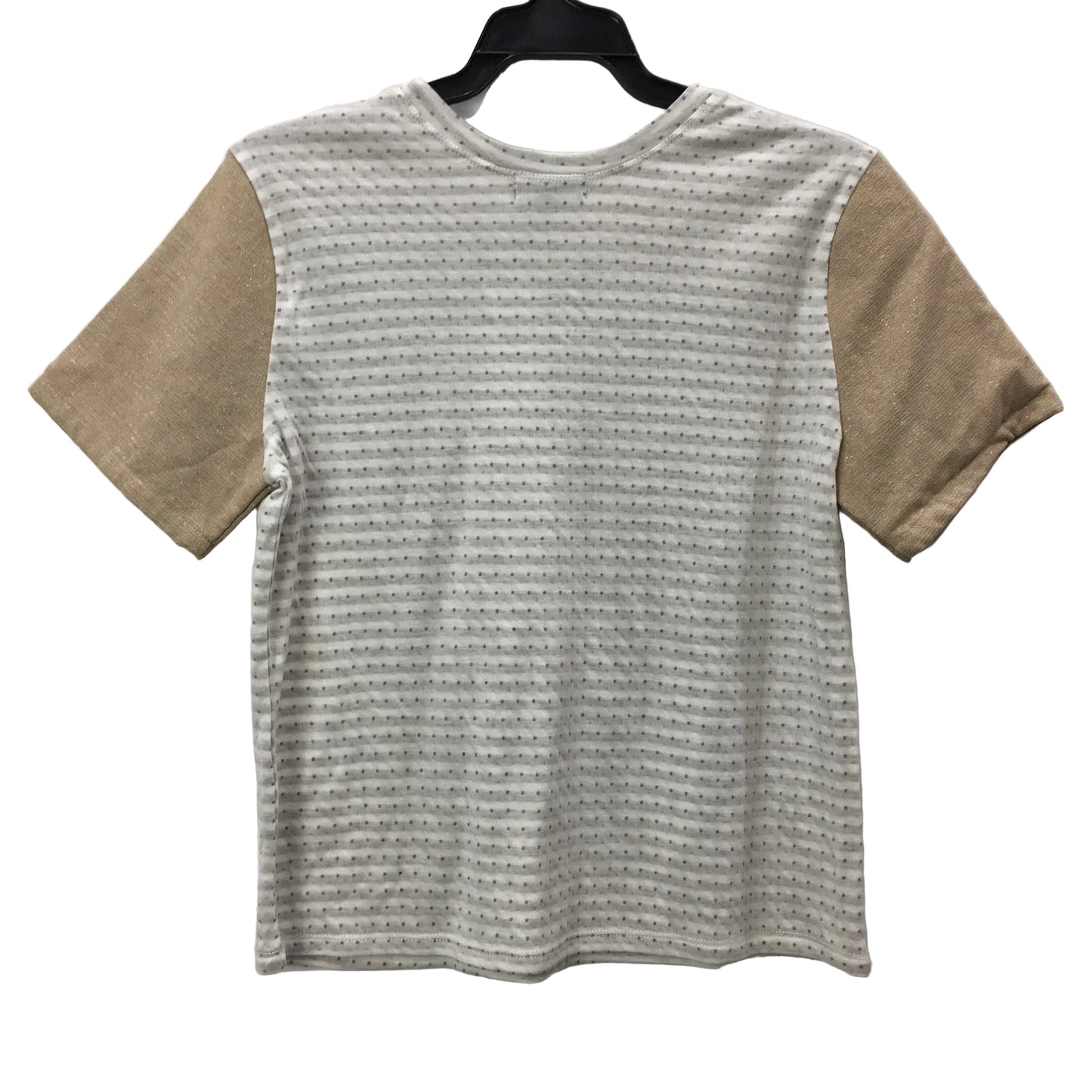 YAL Striped Pullover shirt Soft Comfortable Cotton Blend Gray and Tan Size M
