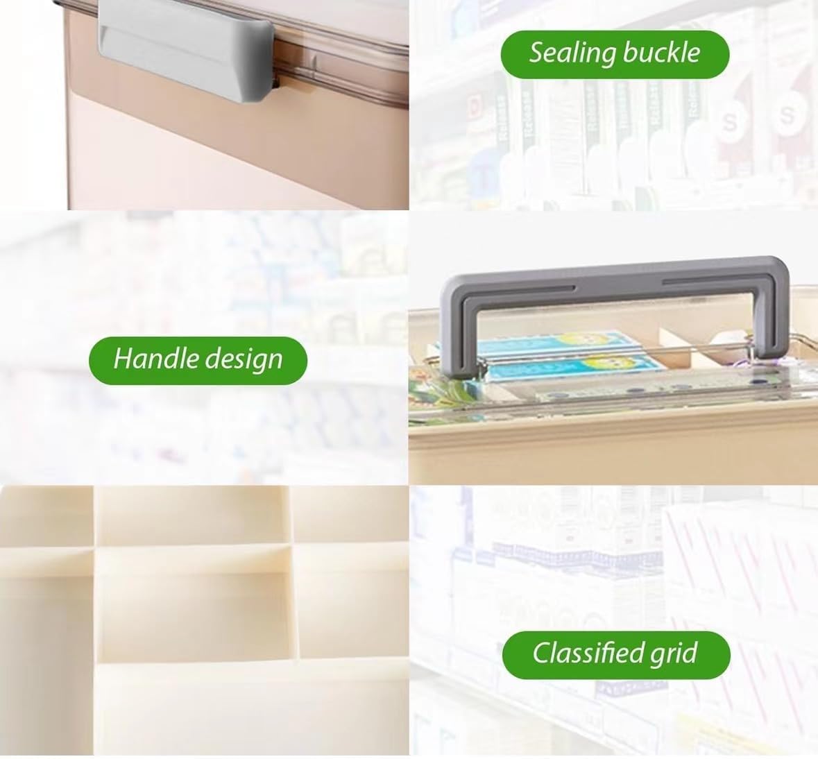 CARRORABI Transparent Medicine Cabinets Large Capacity Plastic Medicine NEW