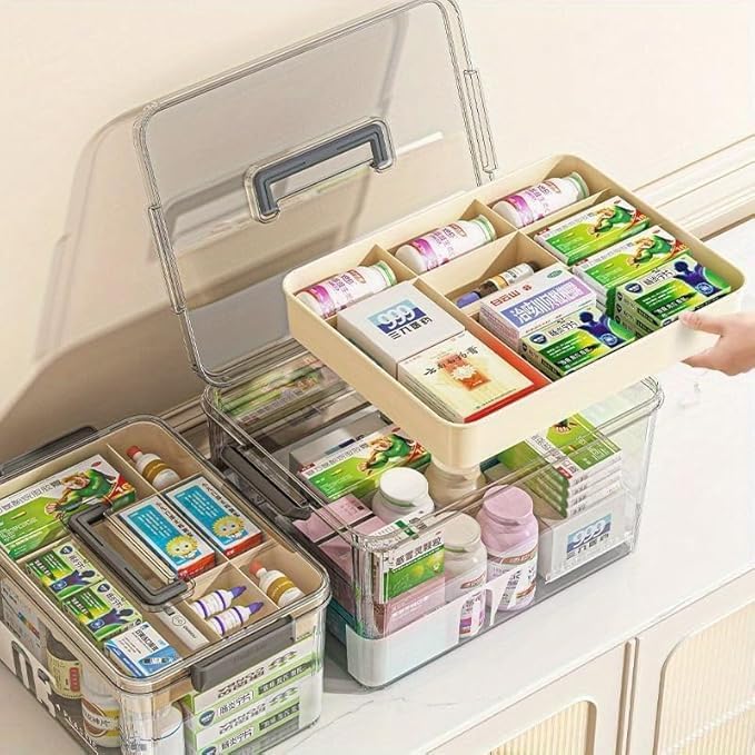 CARRORABI Transparent Medicine Cabinets Large Capacity Plastic Medicine NEW