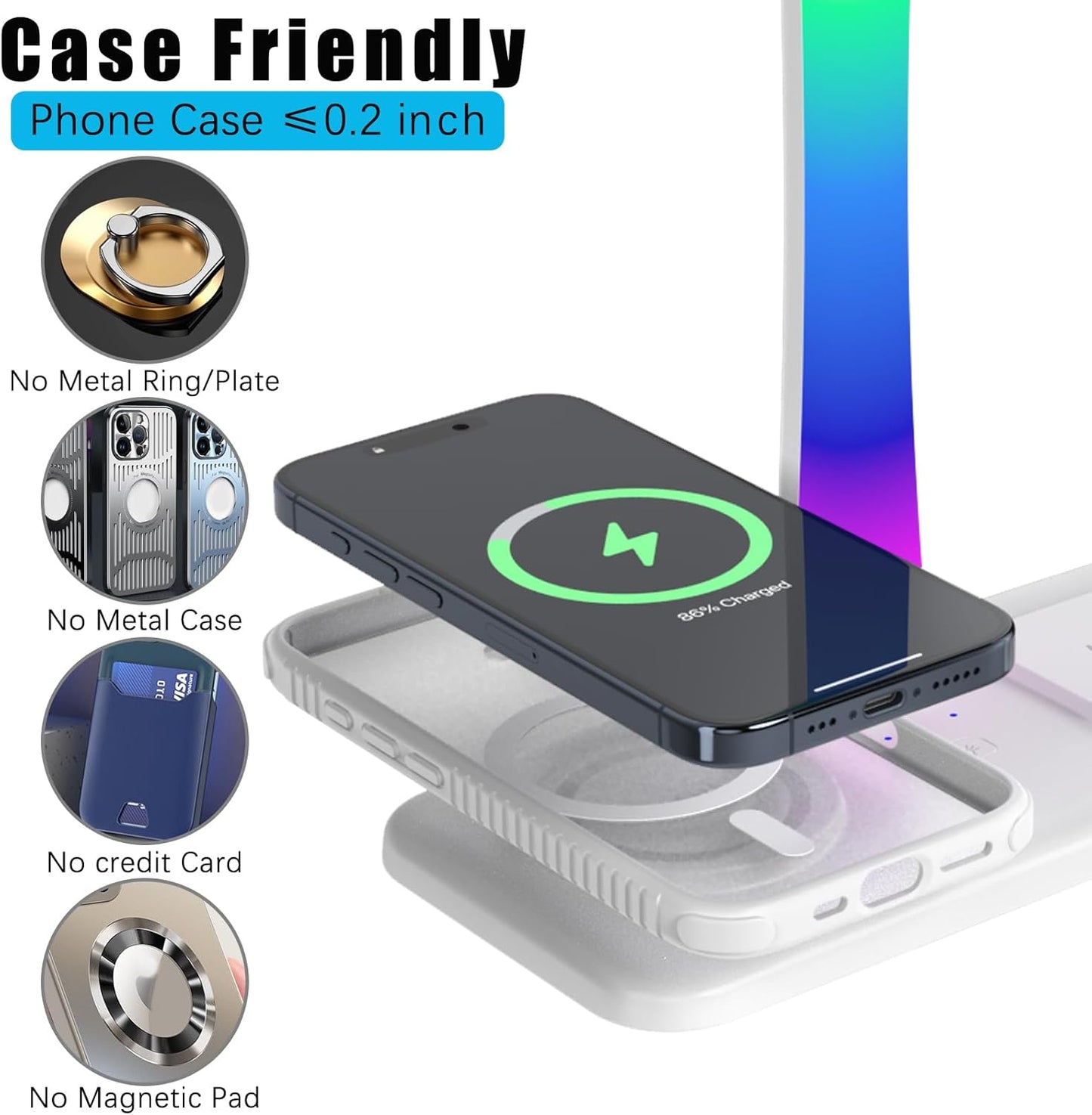 Tascaquin Wireless Stands Charging Headphone Stand with RGB Lighting in NEW