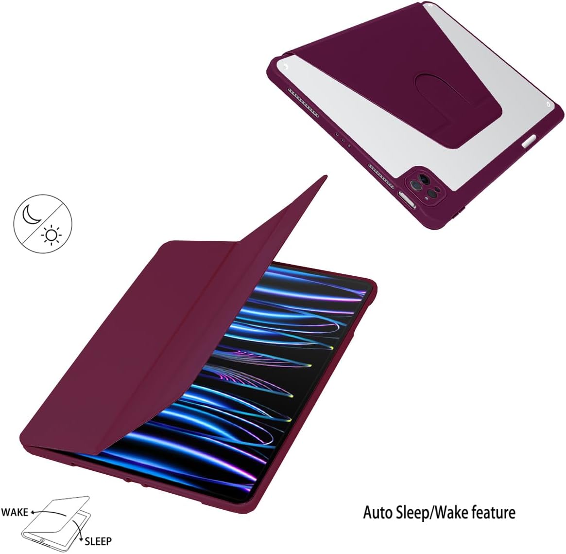 NanHou 360° Cases Rotating Protective iPad Pro 11" Soft TPU Case, Violet NEW