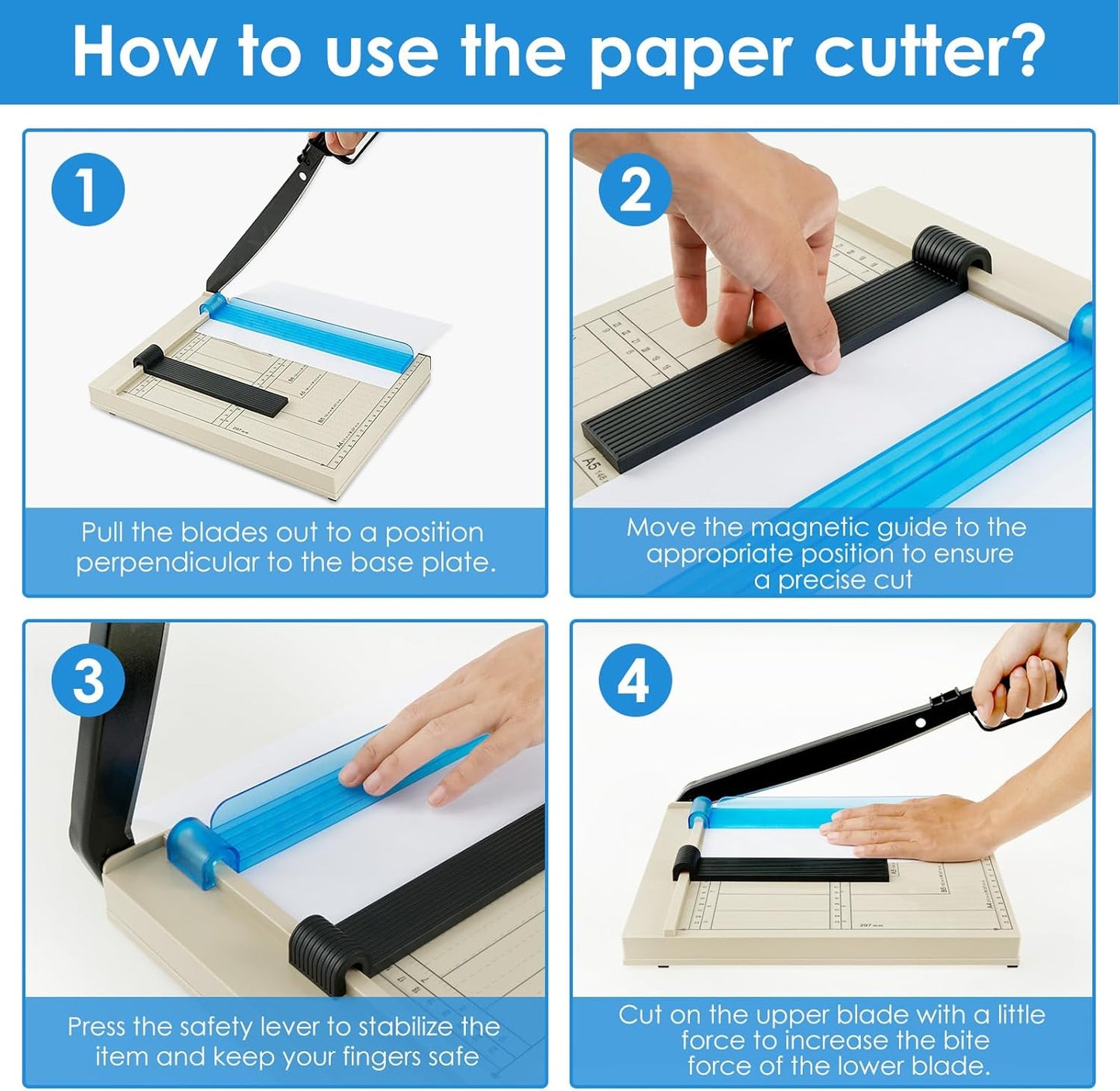 Precision A4 Paper Trimmers & Blades Guillotine Paper Cutter with Safety DEMO