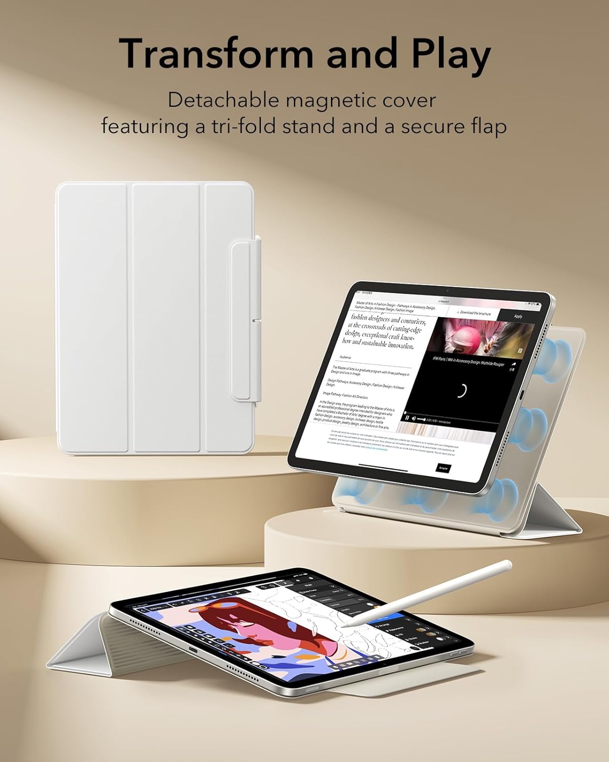 ESR for iPad Air 13 Inch Cases, Pro 12.9 Protective Slim Fit White Cases NEW