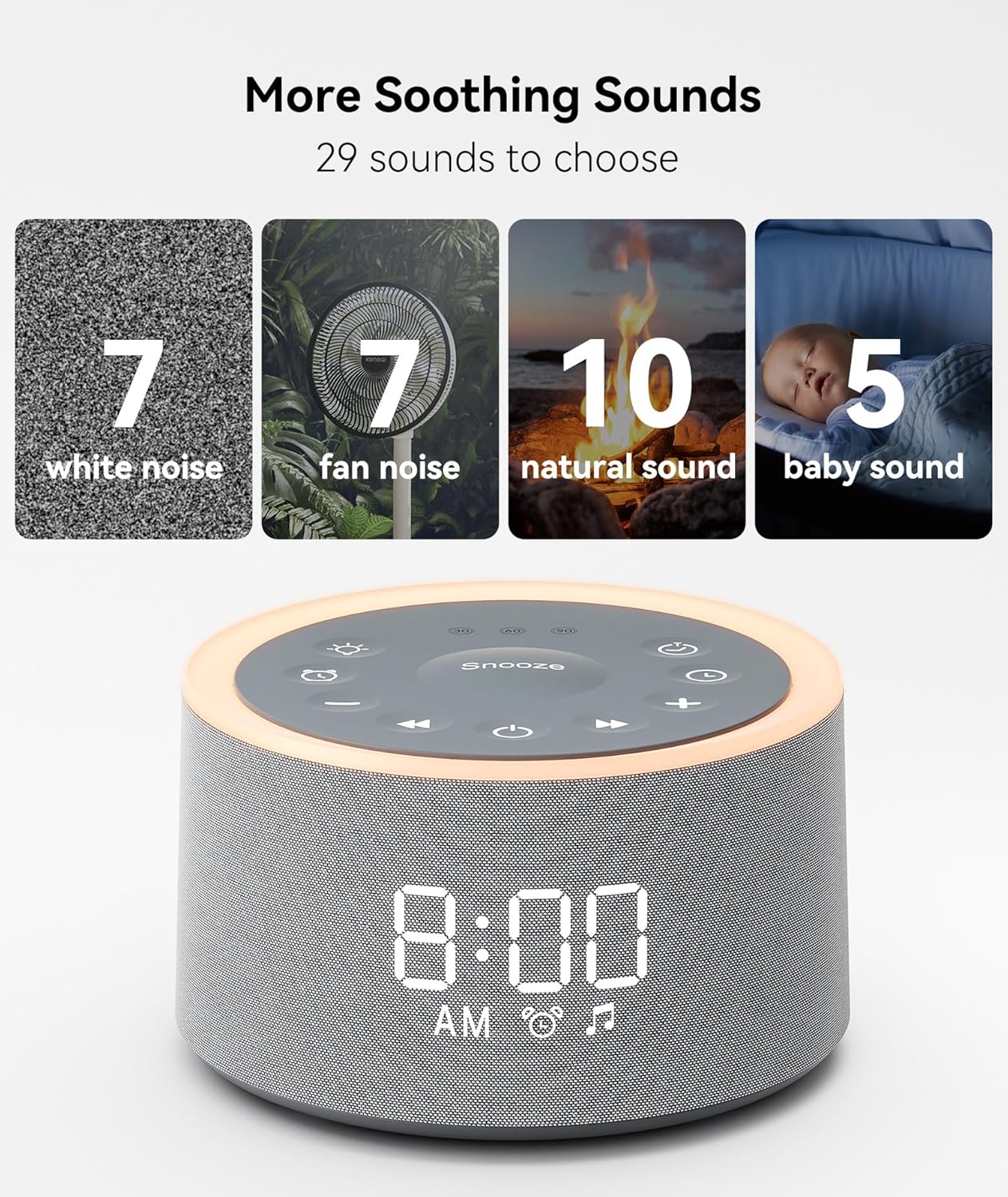 Dreamegg Grey Noise Sound Therapy Machine with Night Light for Relaxation DEMO
