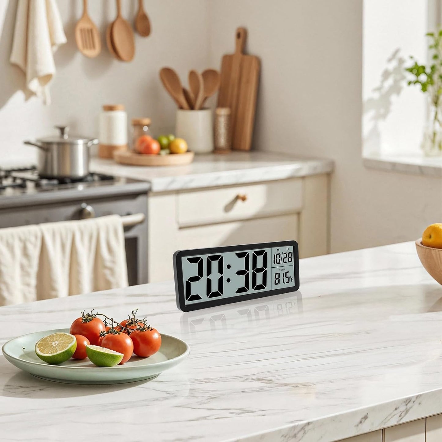RdjEokf Digital Wall Clock with Large LED Temperature Display Size 20.2 x DEMO