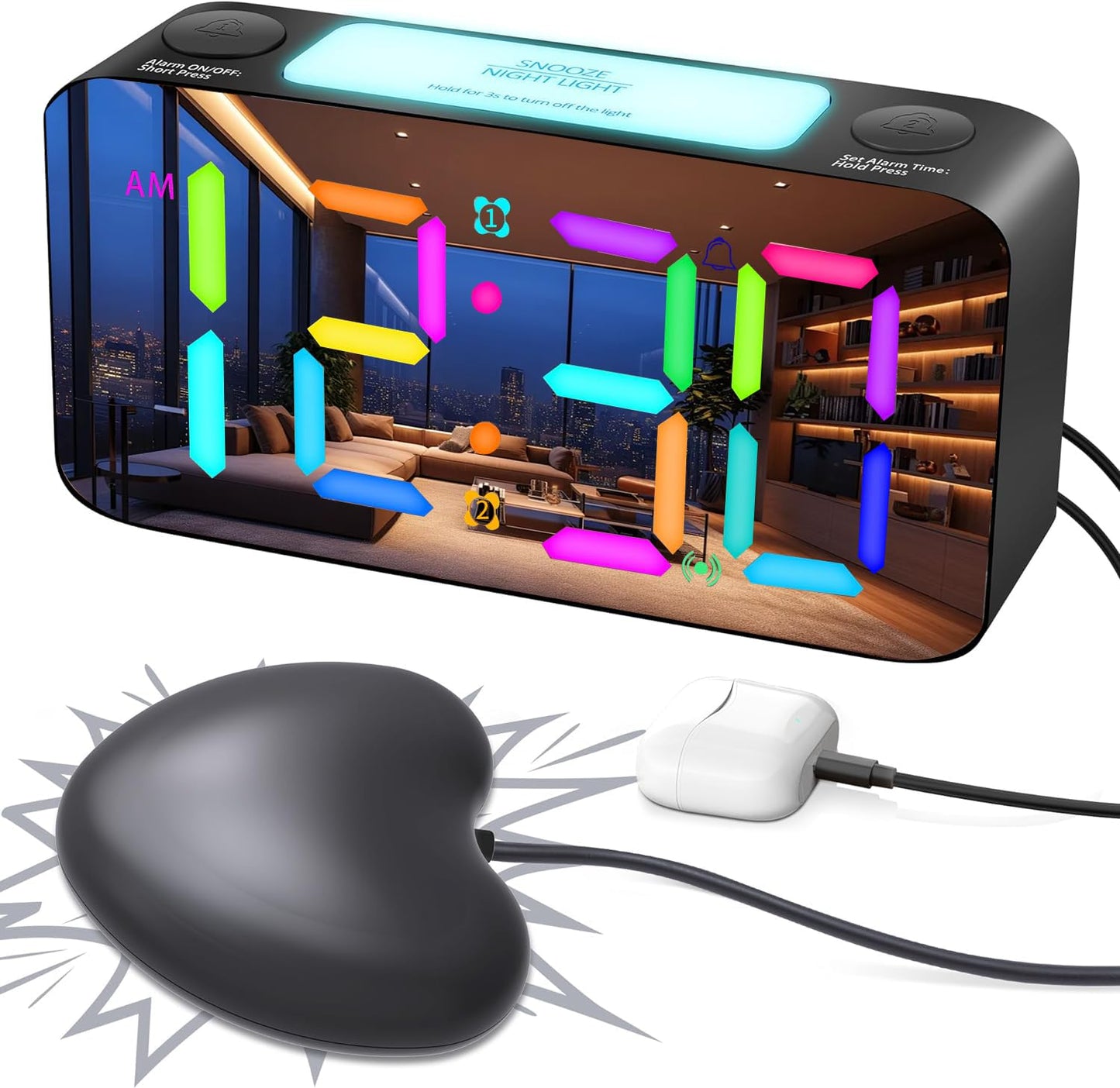 Allivoox Extra Loud Vibrating Alarm Clock for Heavy Sleepers Hearing DEMO