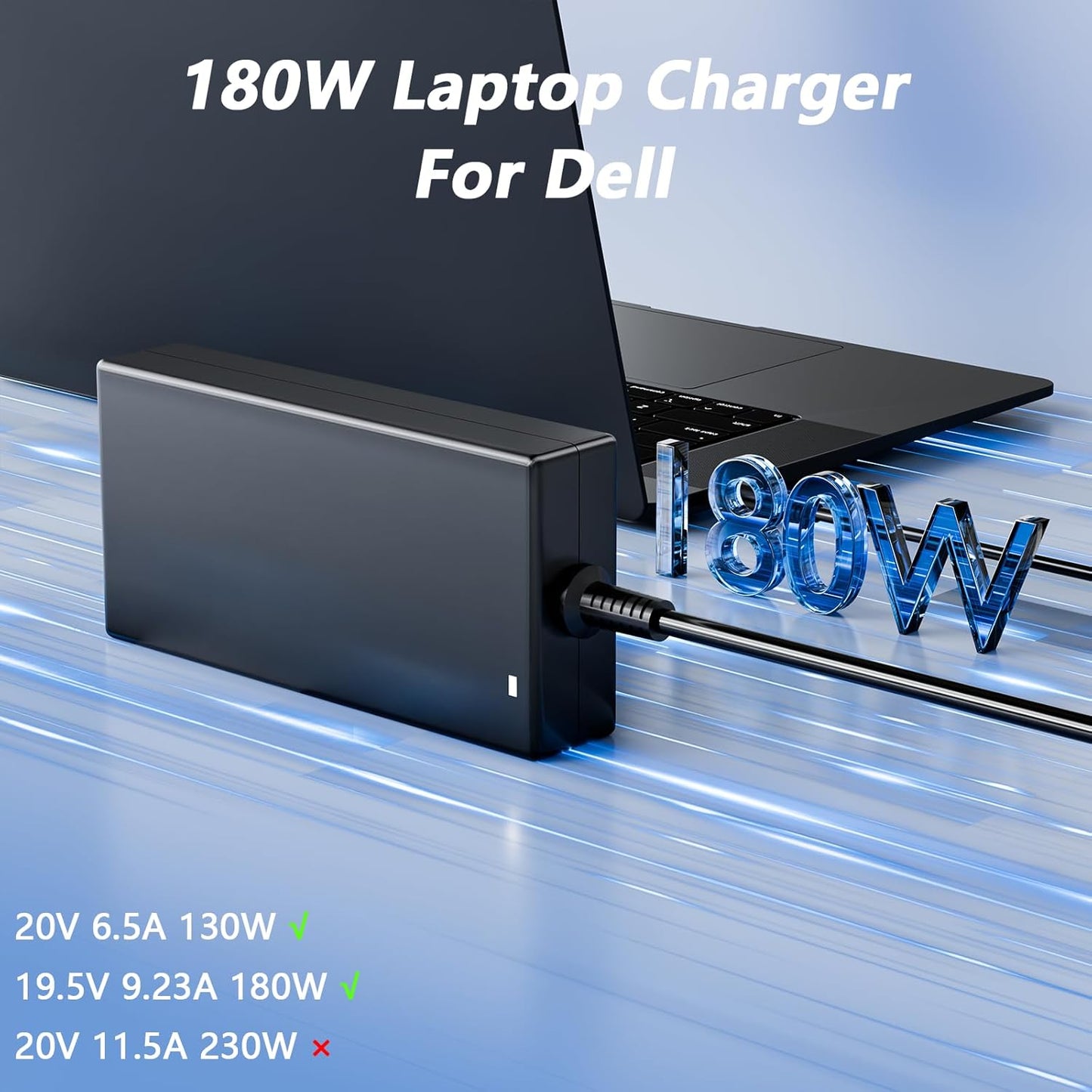 Ruilezyo 180W Laptop Charger Compatible with Dell Alienware G7 G5 Notebooks DEMO