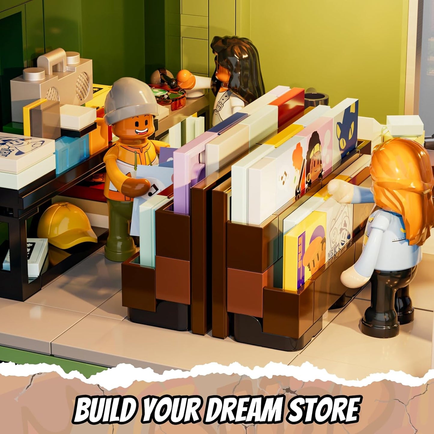 FUNWHOLE Building Bricks Set Street Fusion City Town Lighting Decor Green DEMO