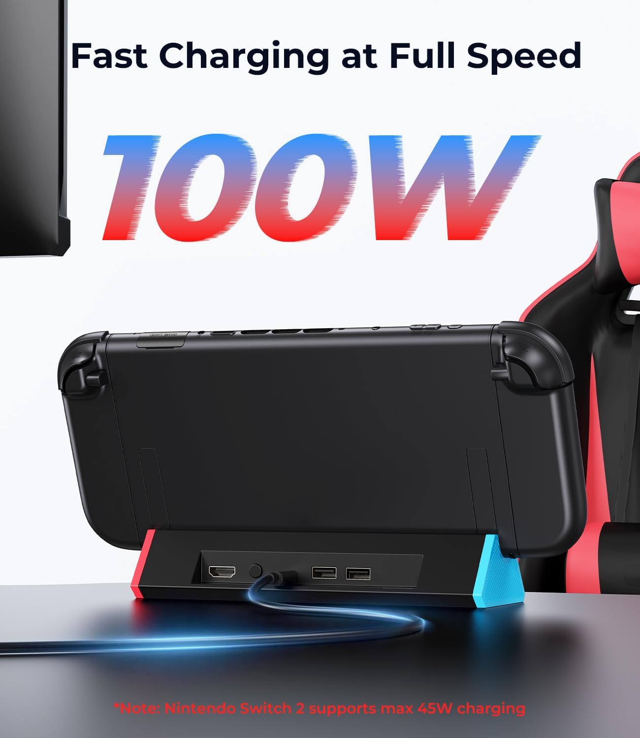 Antank S3 MAX Portable TV Dock for Nintendo Switch 2 with 4K@12 Red Blue DEMO