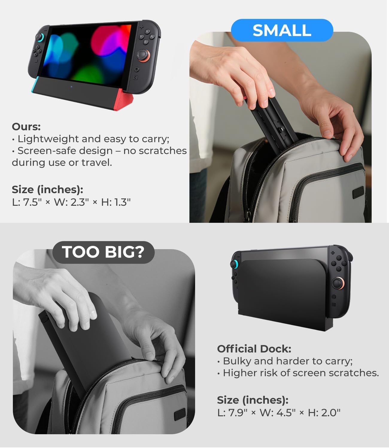 Antank S3 MAX Portable TV Dock for Nintendo Switch 2 with 4K@12 Red Blue DEMO