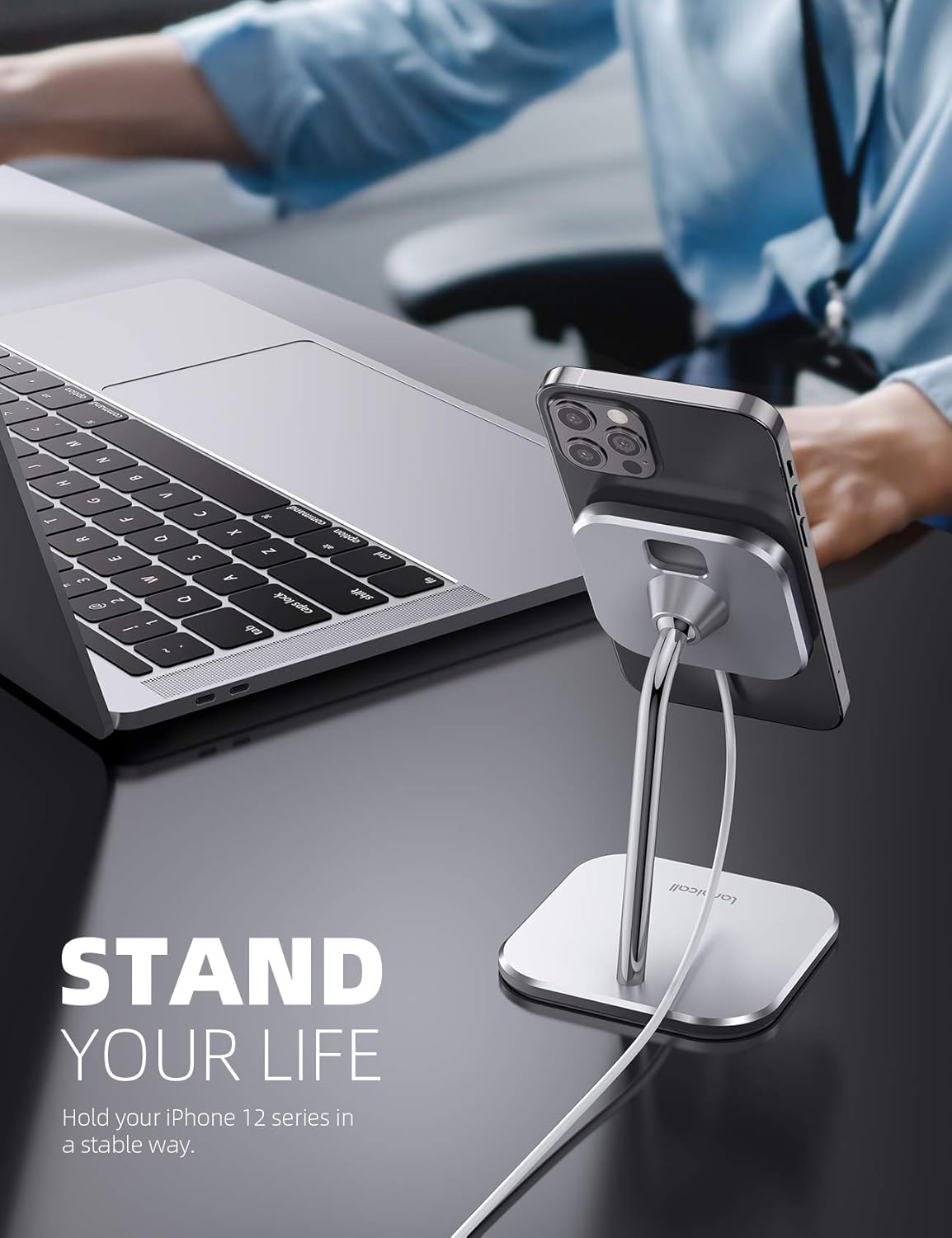 Lamicall Phone Stand 360° Rotation Adjustable Aluminum Mag Safe Charger DEMO