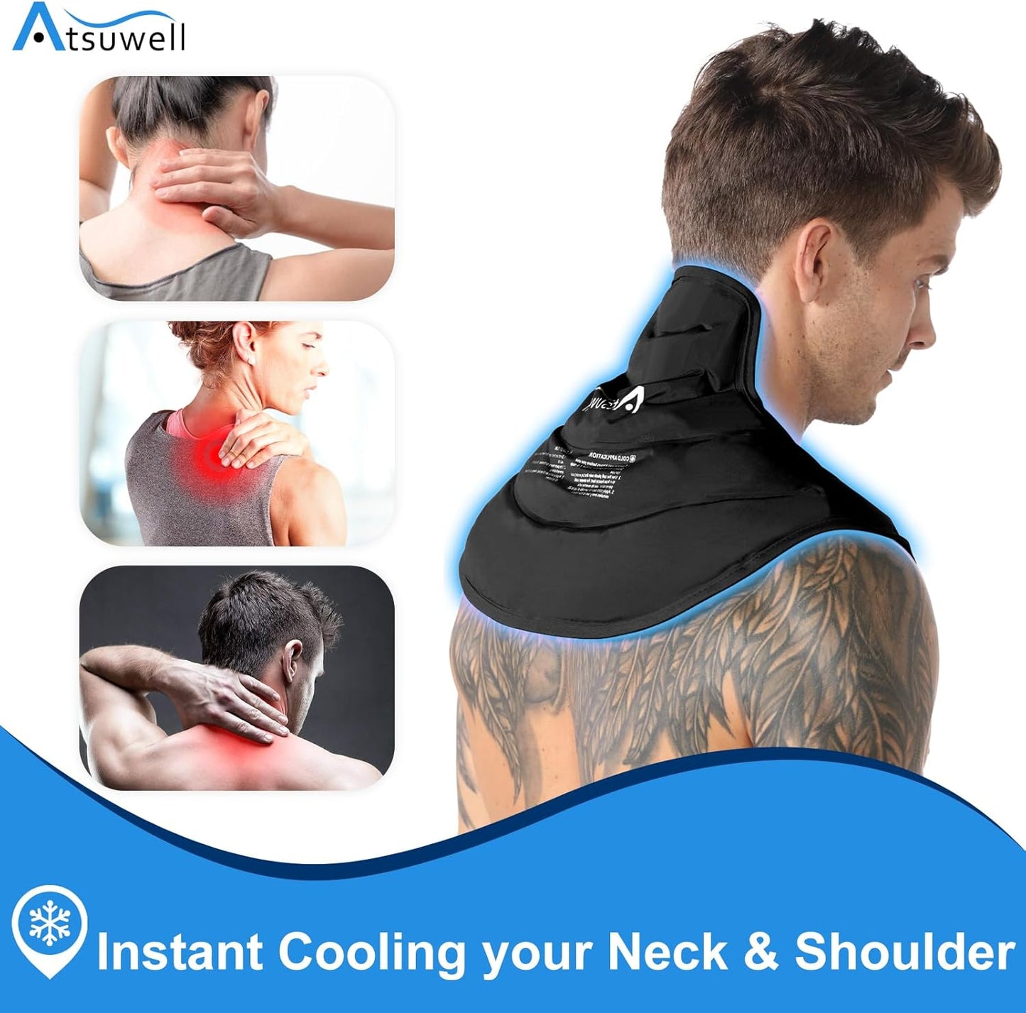 Atsuwell Reusable Neck Ice Pack Wrap Gel Cold Therapy for Sore Shoulders DEMO