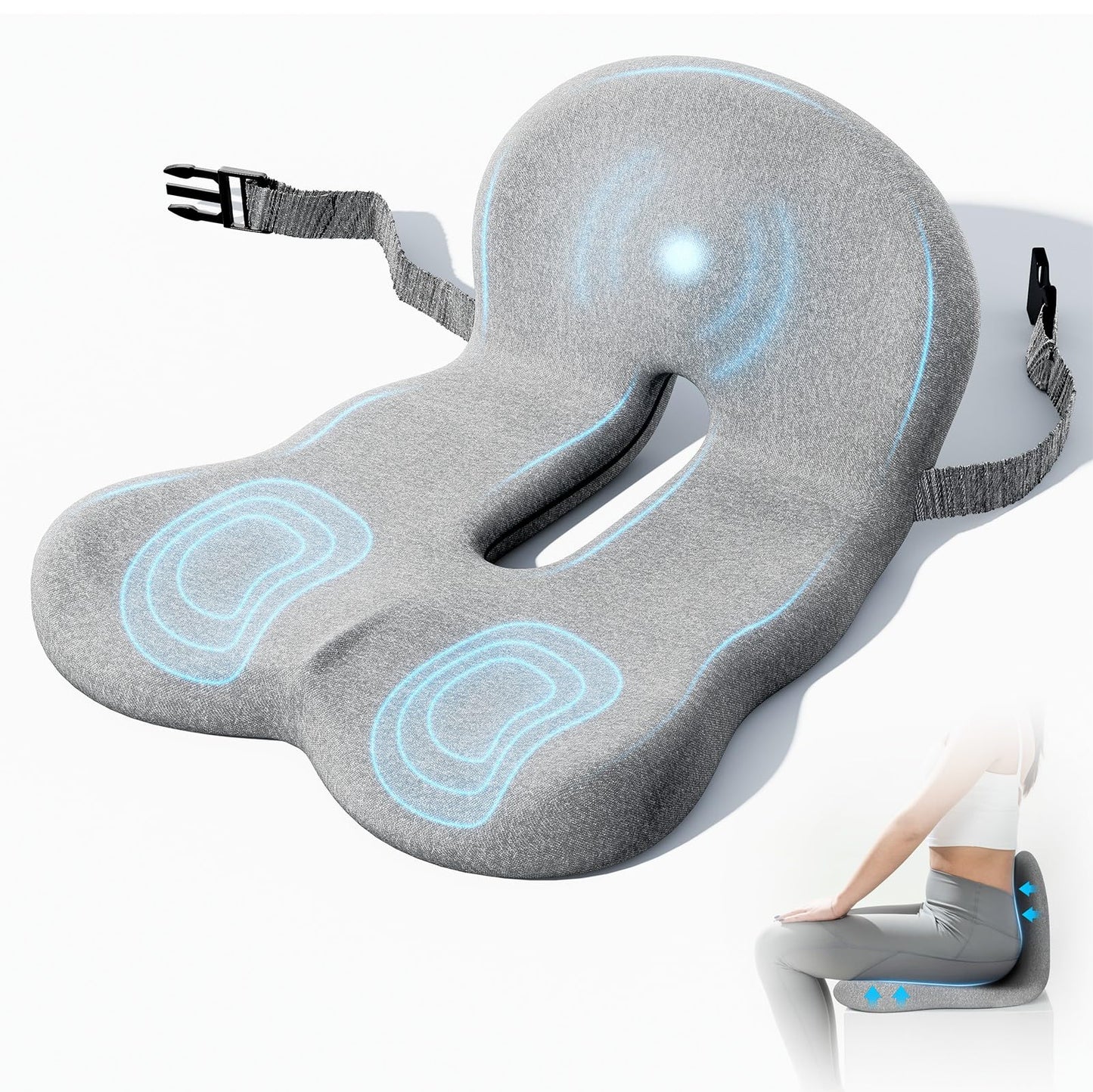 TooMiMo Memory Foam Car Seat Cushion with Elastic Band Non-Slip Bottom DEMO