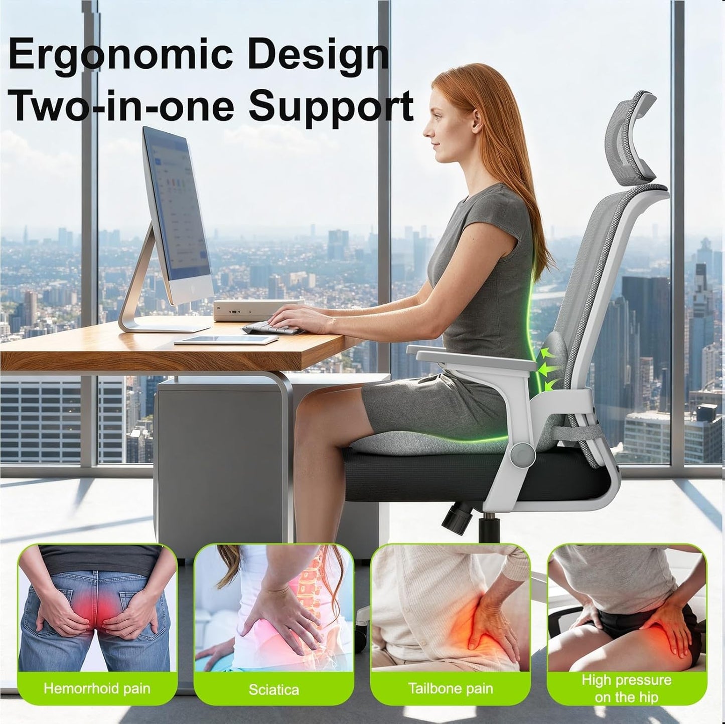 TooMiMo Memory Foam Car Seat Cushion with Elastic Band Non-Slip Bottom DEMO