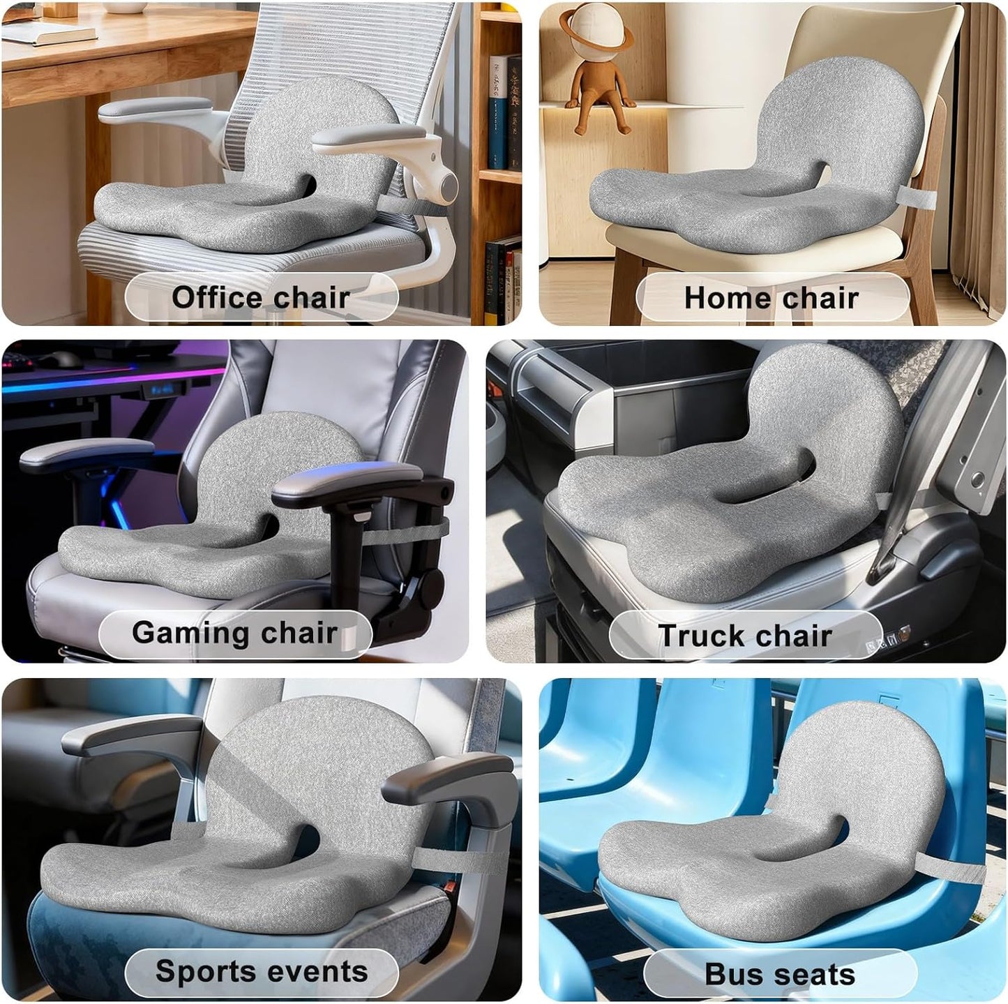 TooMiMo Memory Foam Car Seat Cushion with Elastic Band Non-Slip Bottom DEMO
