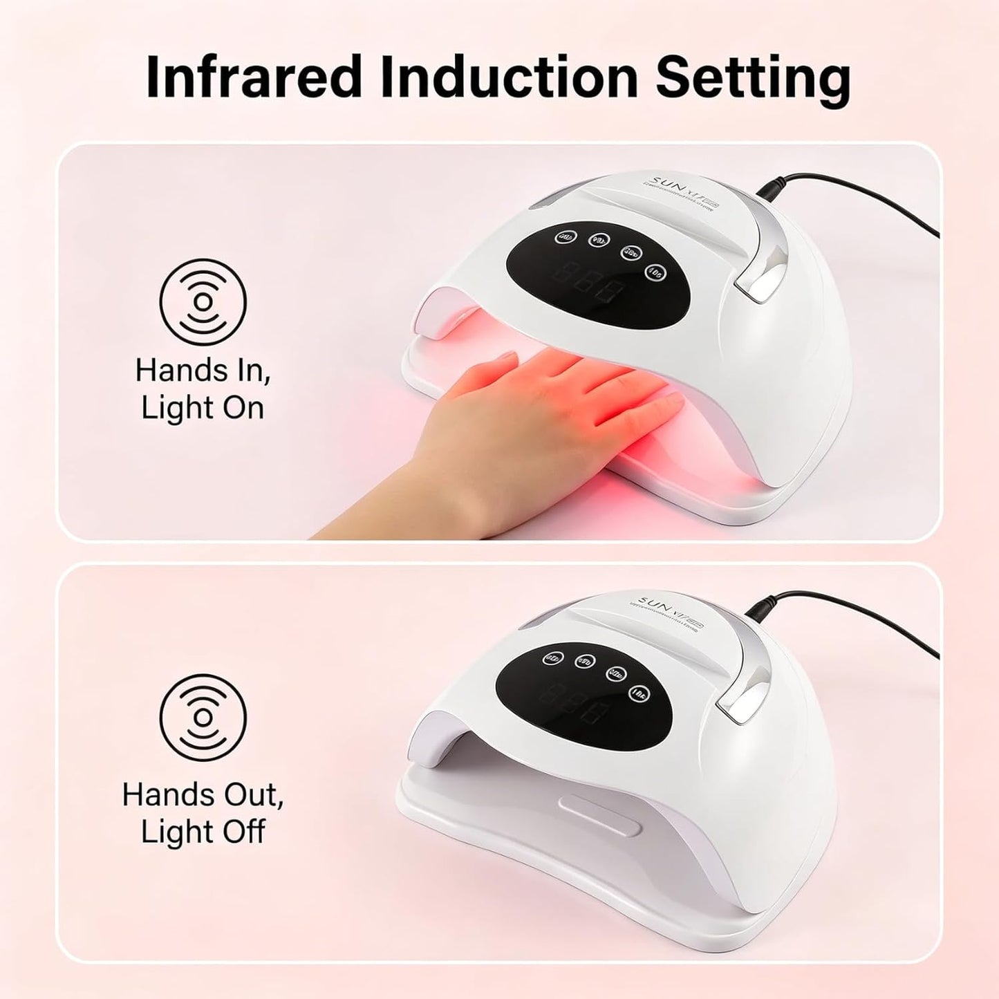 AYOCULTURE 72 LED UV Nail Lamp with Phone Holder, Curing White for Salon DEMO