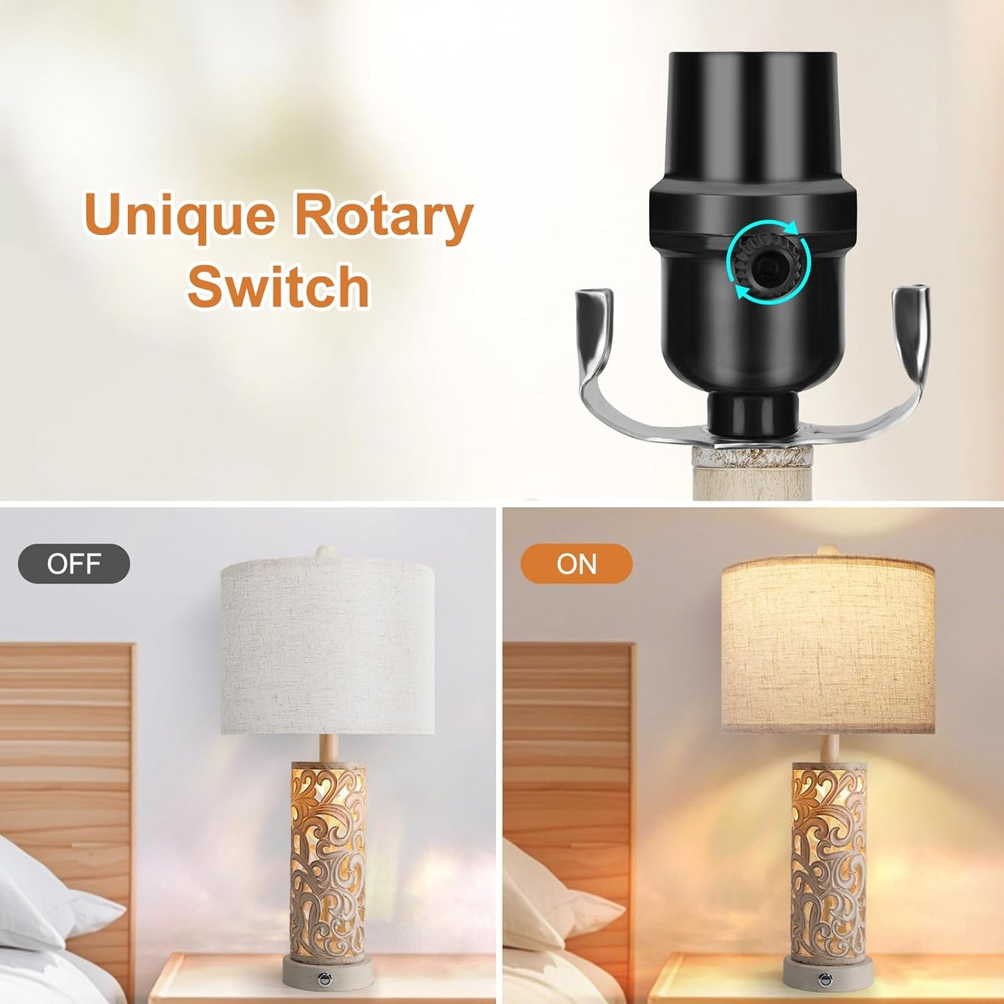 Apsung Beige Touch Control Table Lamps Set of 2 with Dual Light Modes NEW