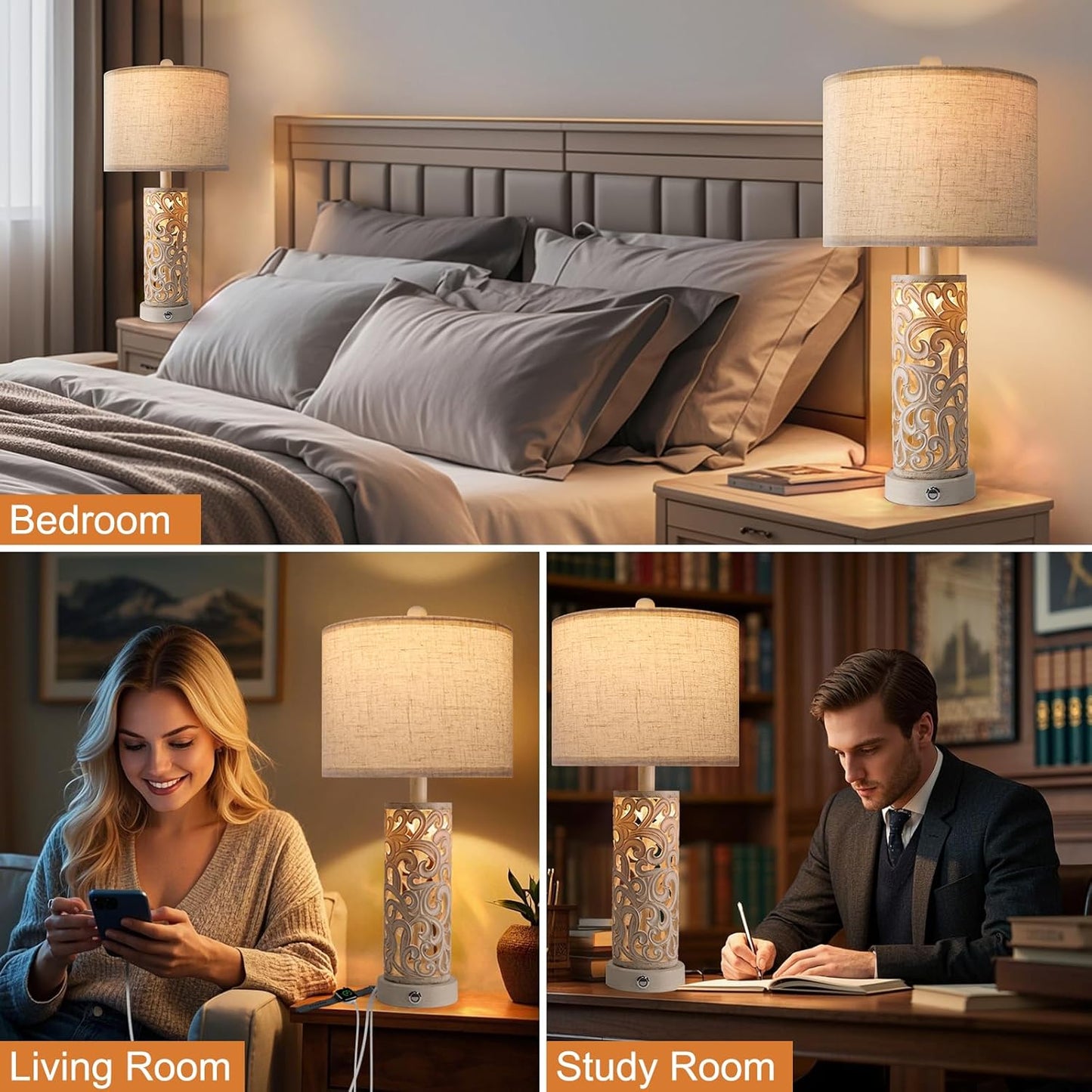 Apsung Beige Touch Control Table Lamps Set of 2 with Dual Light Modes NEW