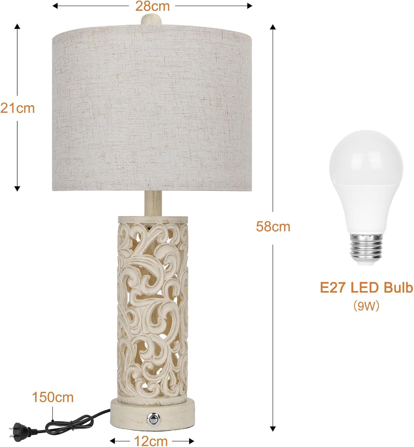 Apsung Beige Touch Control Table Lamps Set of 2 with Dual Light Modes NEW