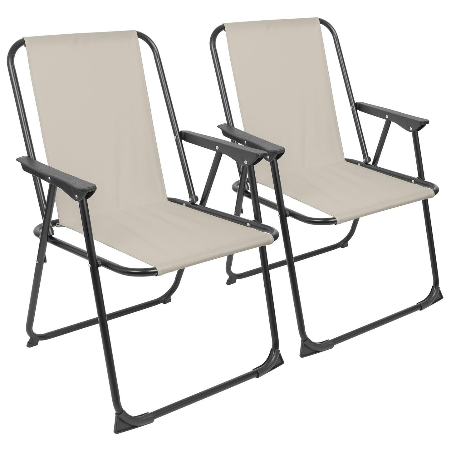 Harbour Housewares Folding Beach Chairs Metal Outdoor Patio Beige Pack of 2 DEMO