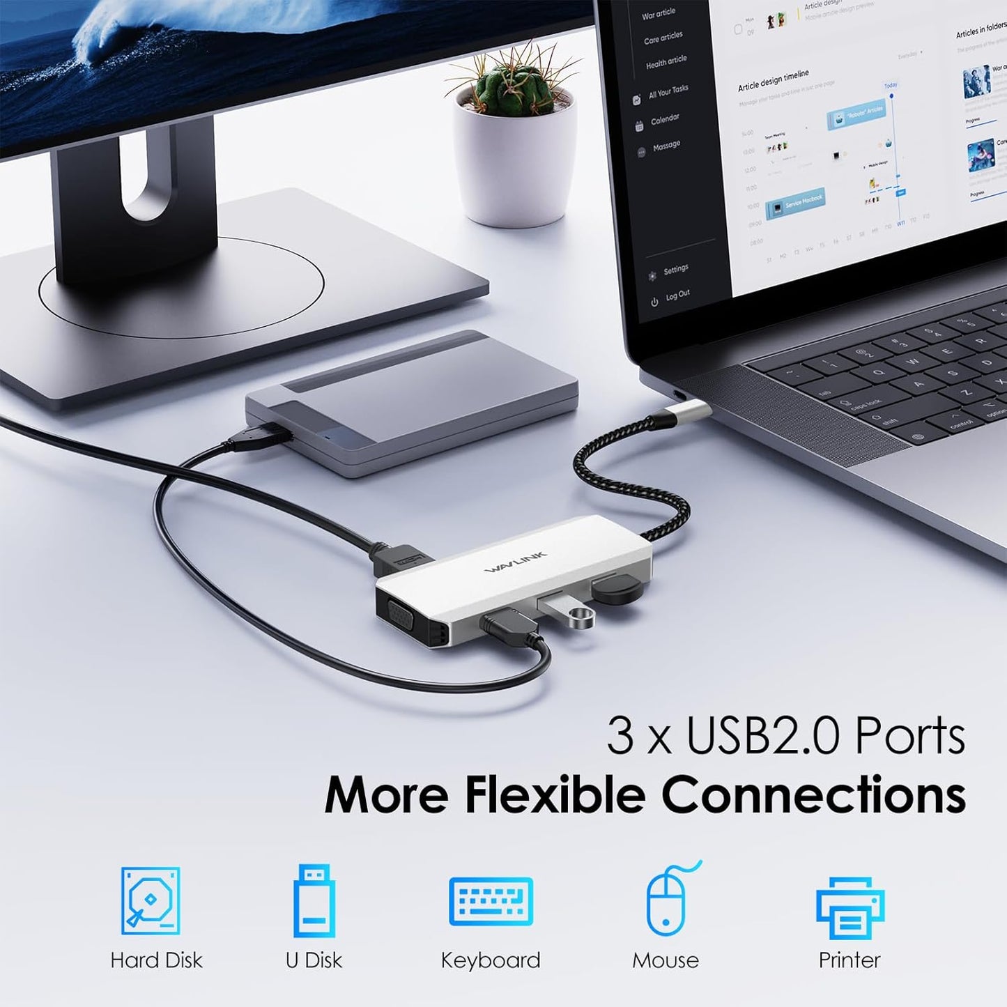 WAVLINK USB-C Quad Display Docking Station 4K Triple Monitor Laptop Dock DEMO