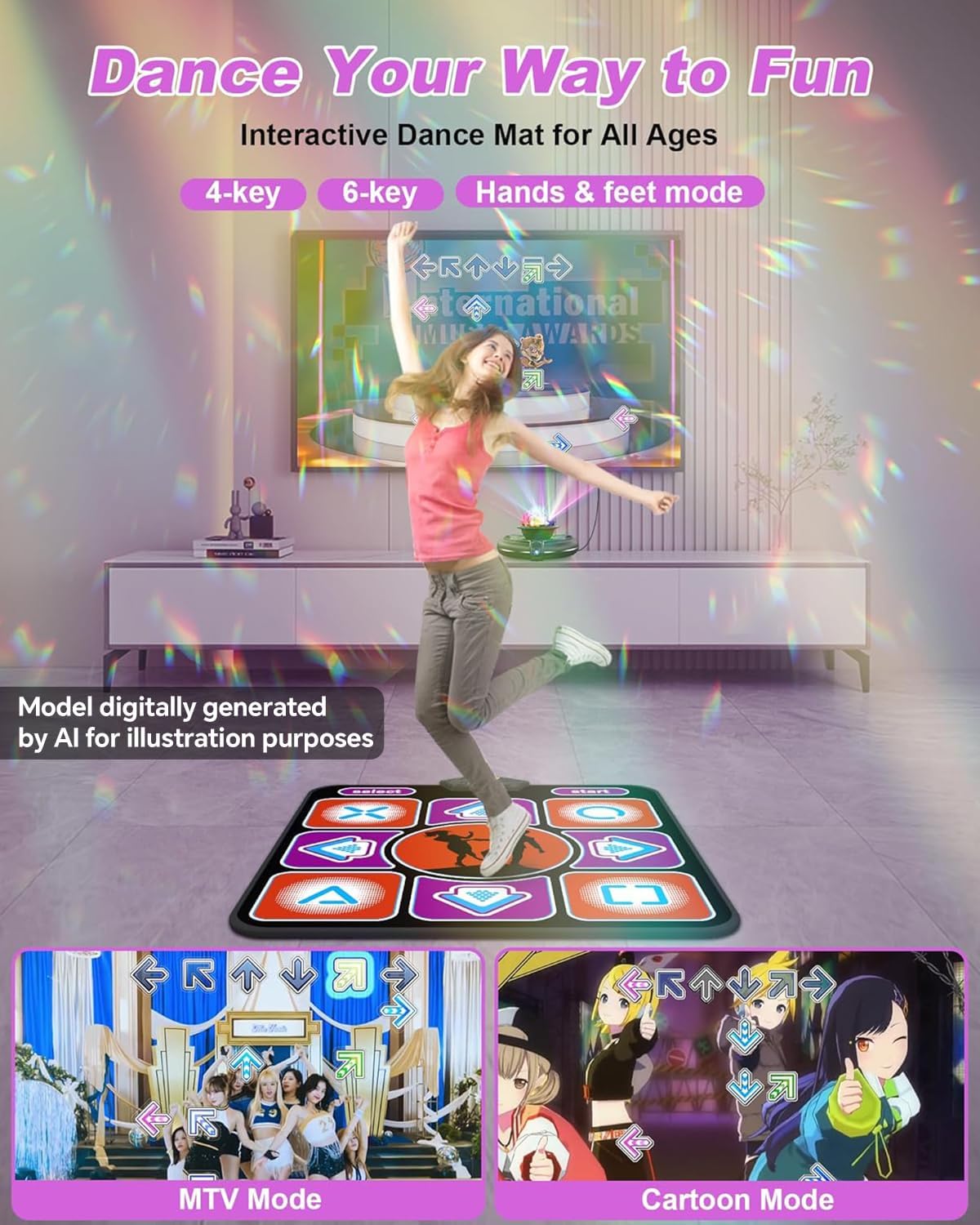 Acelufly Musical Toy Instrument Non-Slip Dance Mat Wireless Controller DEMO