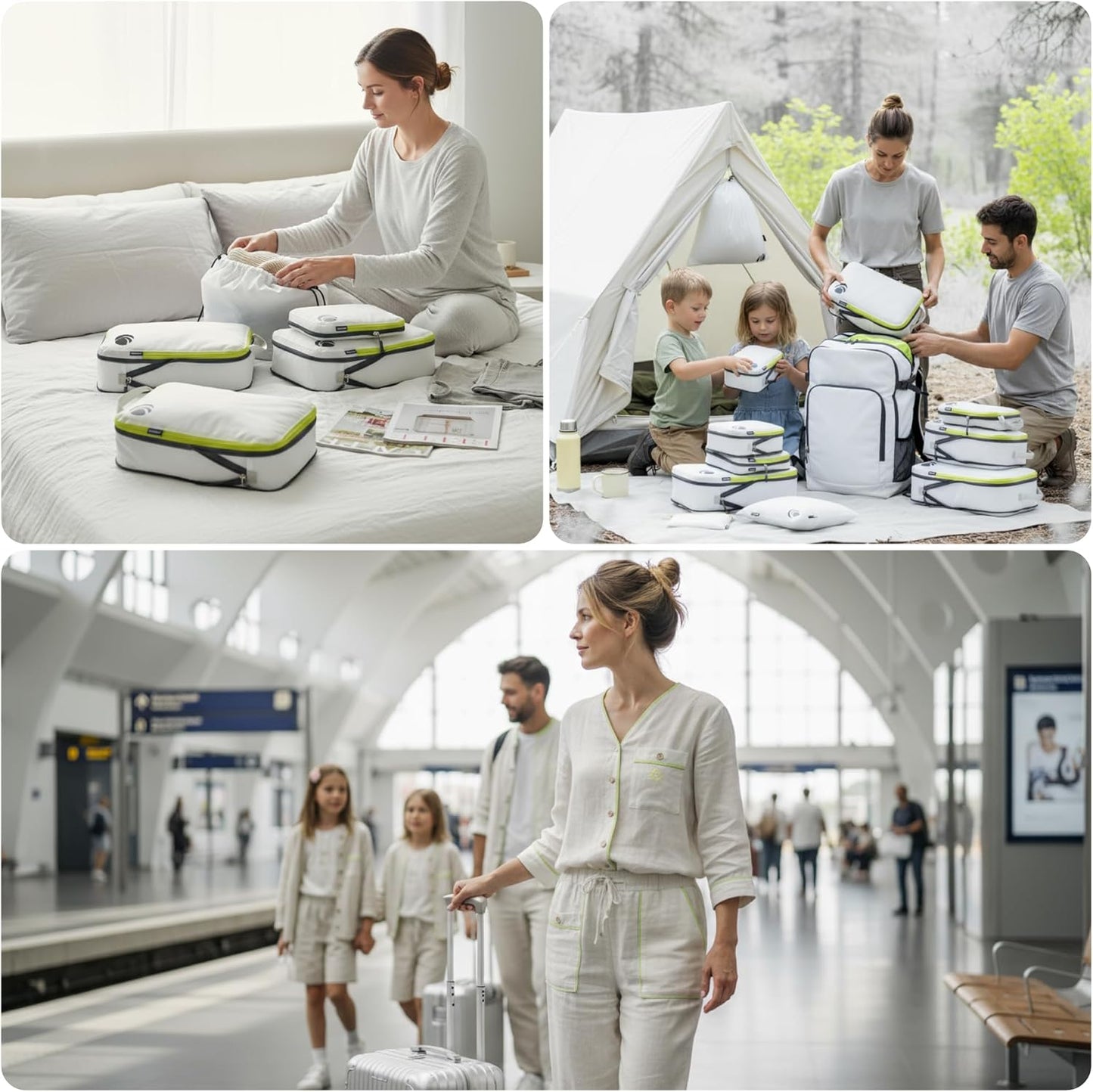 Cipway 3 Piece Expandable White Packing Cubes Luggage Organizer Set Size 3 NEW
