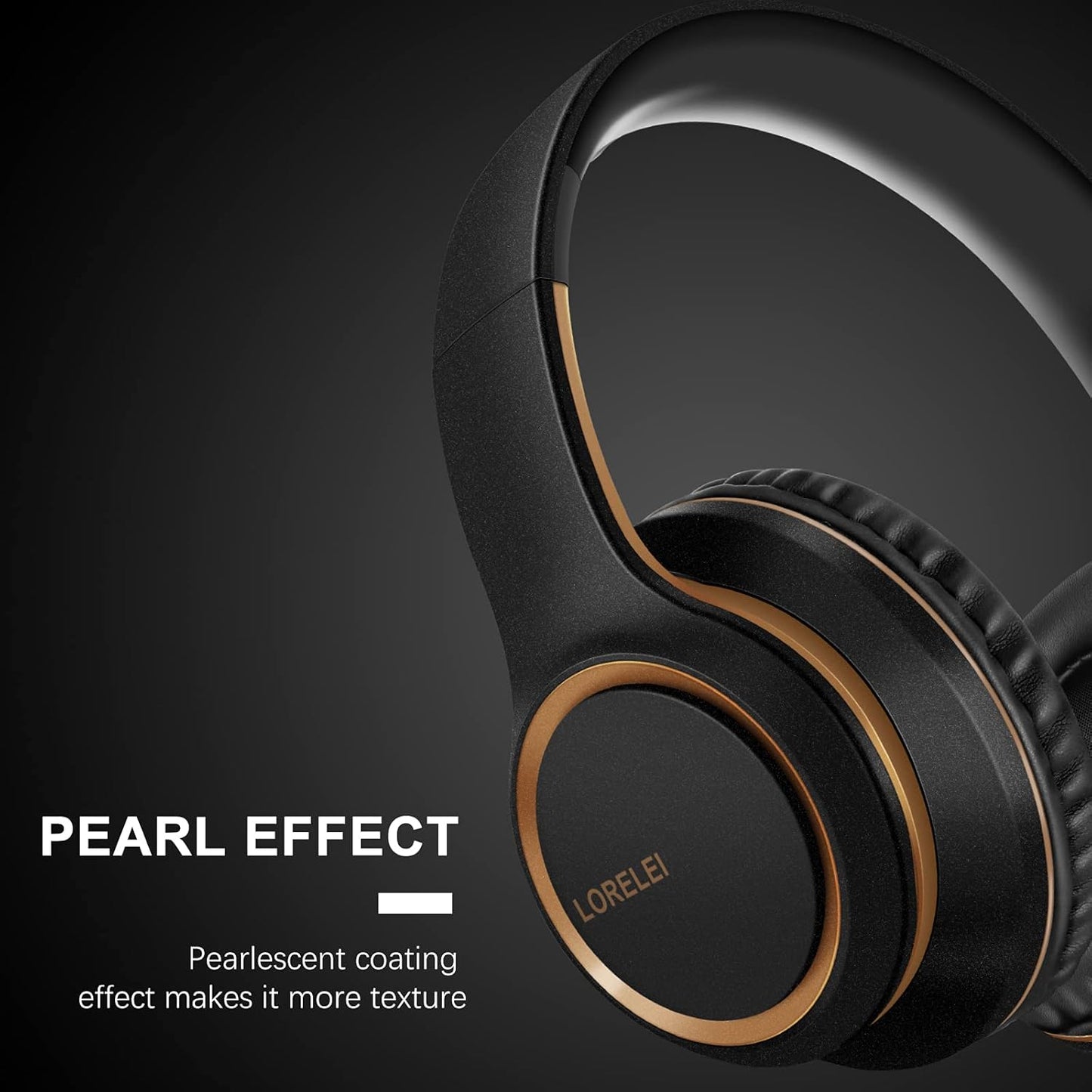 LORELEI Over-Ear Wired Headphones with Mic, Black/Gold, for Music & Calls DEMO