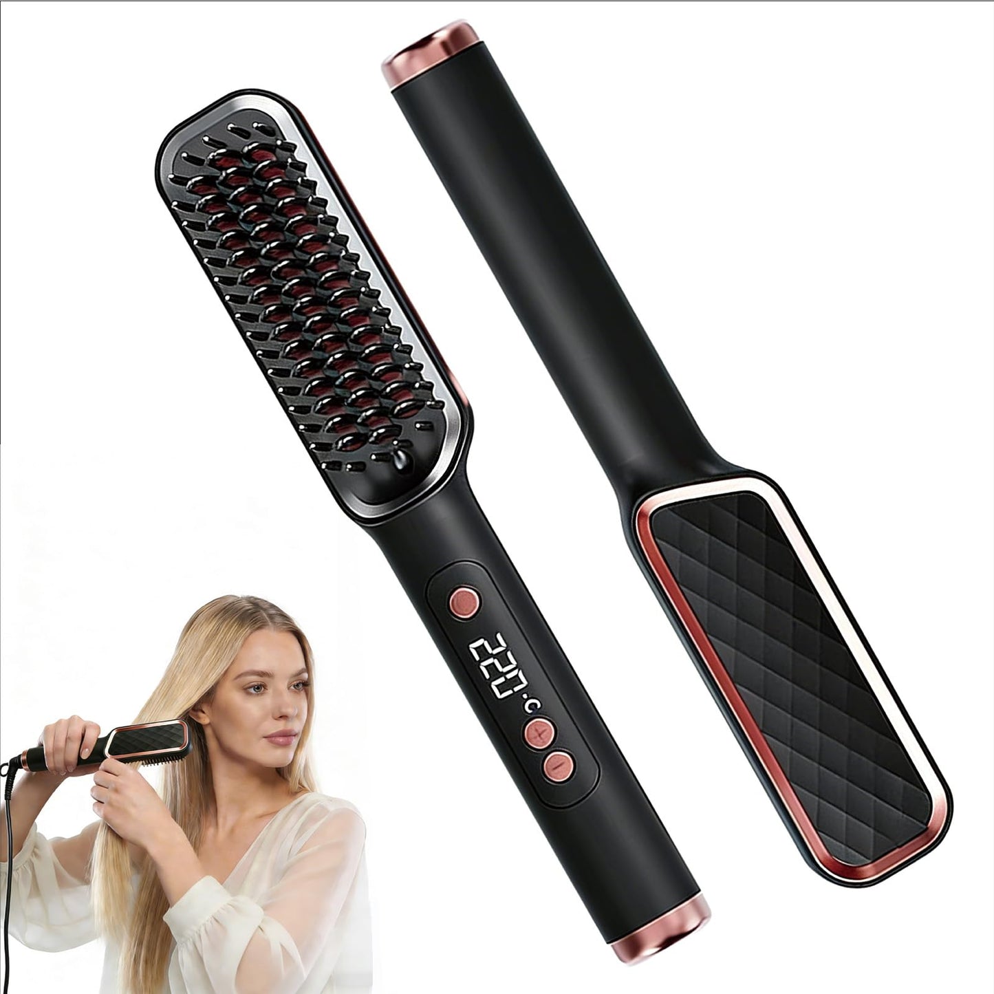 Cbumane Hair Straightener Brush Anti-Scald Ionic Comb Fast Heating 5 Temp DEMO