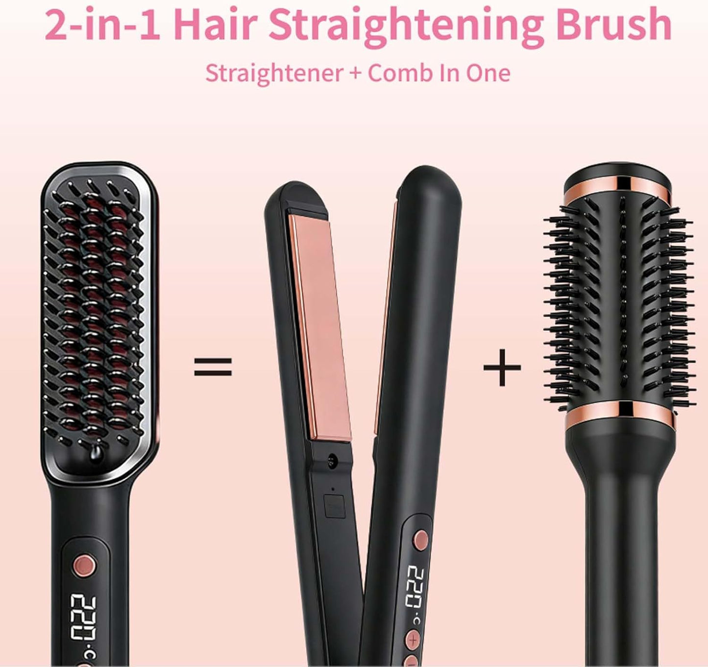 Cbumane Hair Straightener Brush Anti-Scald Ionic Comb Fast Heating 5 Temp DEMO