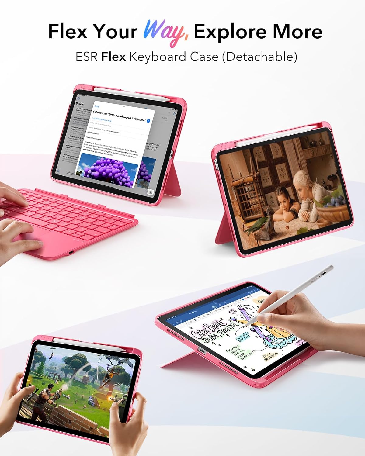ESR Lightweight Magnetic Detachable Keyboard Case for iPad 11th/10th Gen NEW
