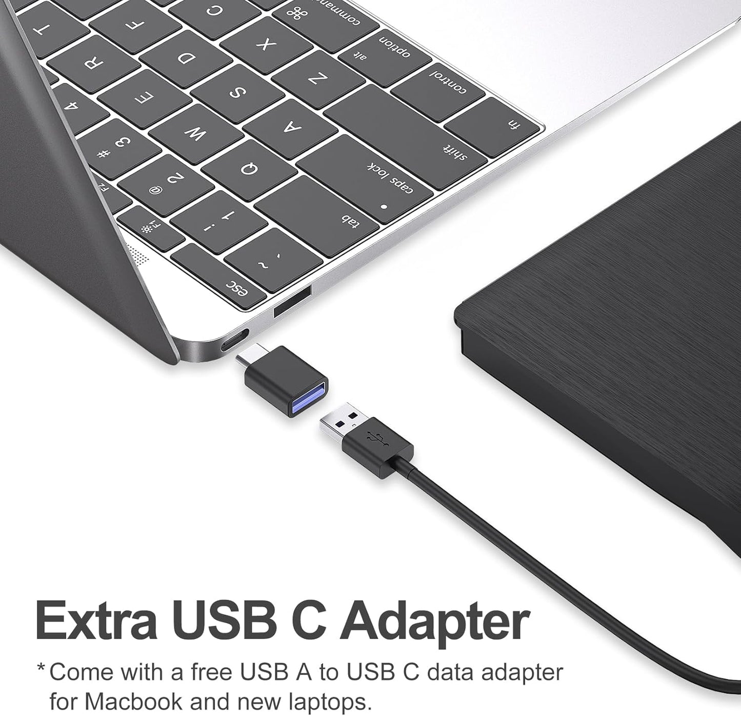 ORIGBELIE USB 3.0 External CD/DVD Burner Optical Drive for Laptop, Black DEMO