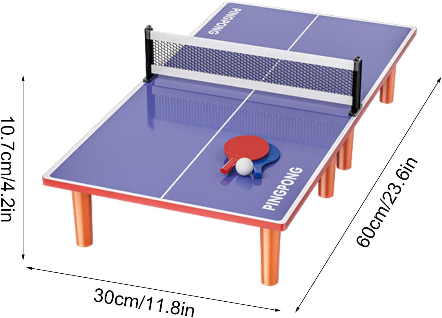 Portable Tabletop Table Tennis Game with 2 Rackets and 1 Ball, 60 cm DEMO