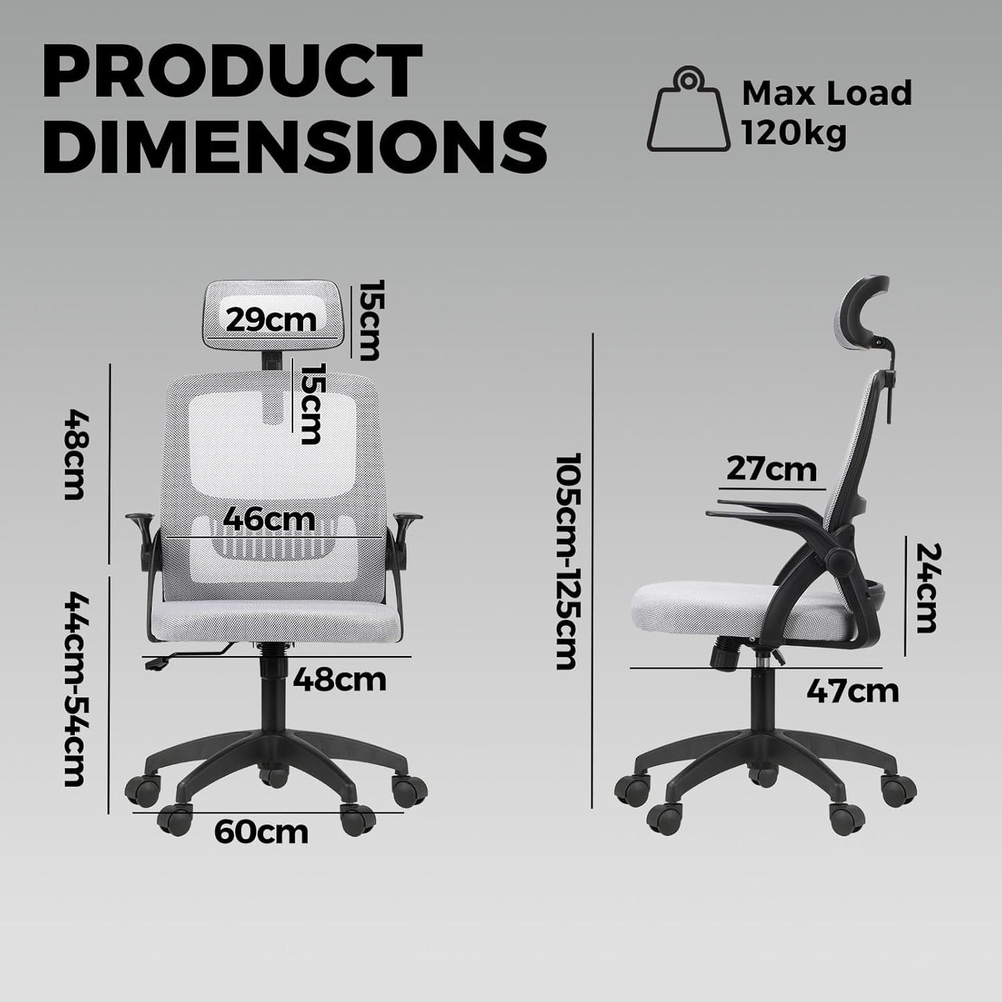 OIKITURE Ergonomic Desk Chair Highly Breathable Office Removable Black and NEW